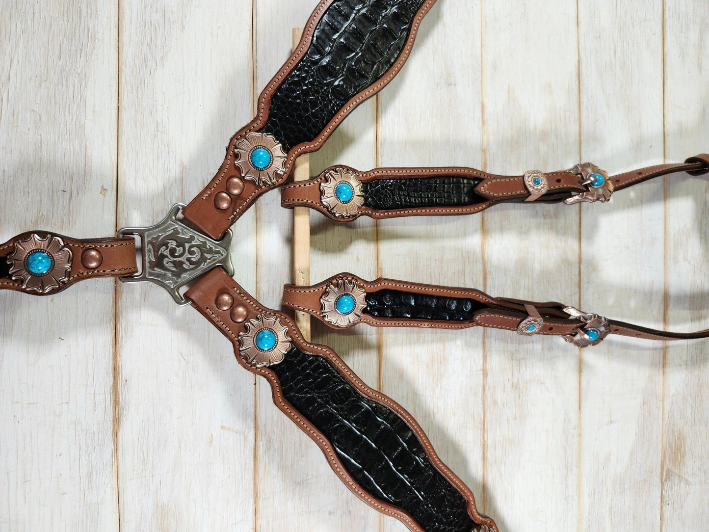 Black Alligator Embossed Tack Set - Twisted Hyde Leather Co.