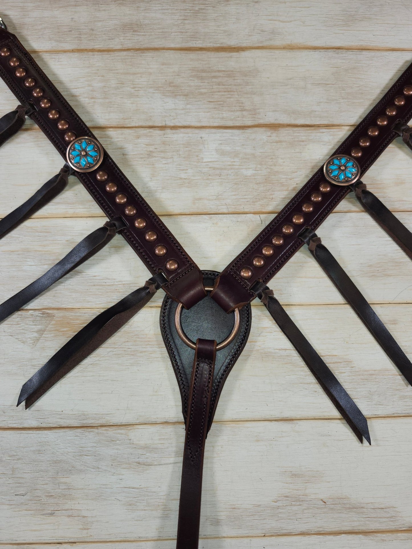 Breast Collar with conchos and spots and Tassels - Twisted Hyde Leather Co.