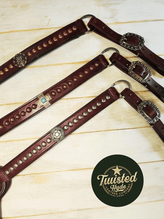 Breast Collars with conchos and spots - Twisted Hyde Leather Co.