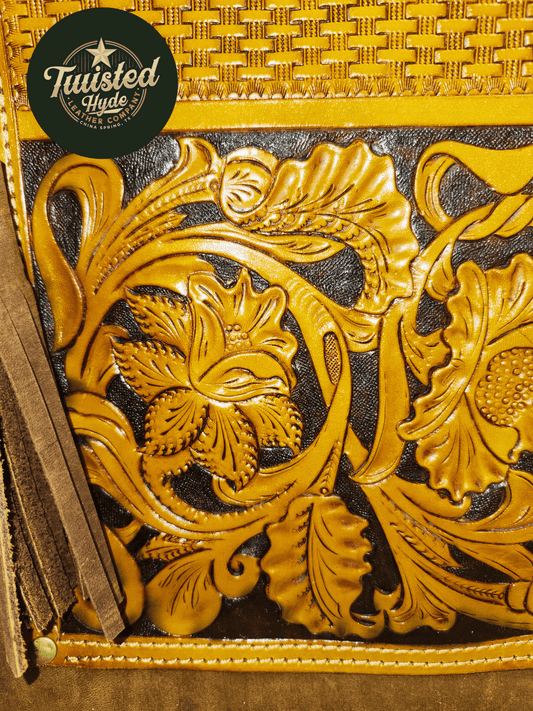 Tote Bag with Tooled Pocket - Twisted Hyde Leather Co.