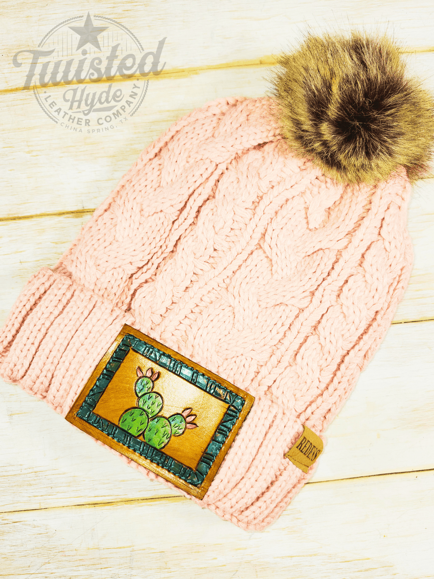 Beanie with Leather Patch - Twisted Hyde Leather Co.