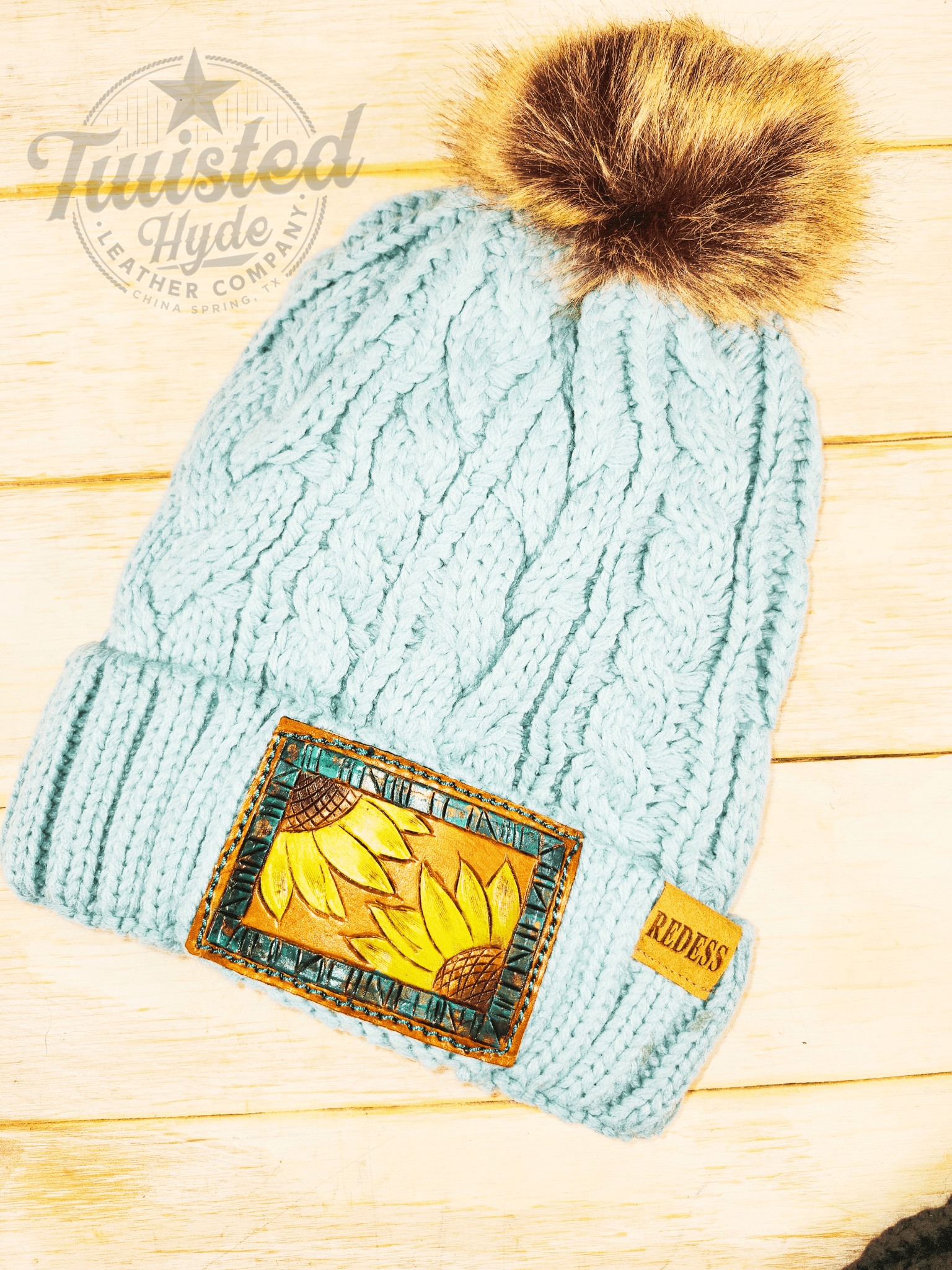 Beanie with Leather Patch - Twisted Hyde Leather Co.