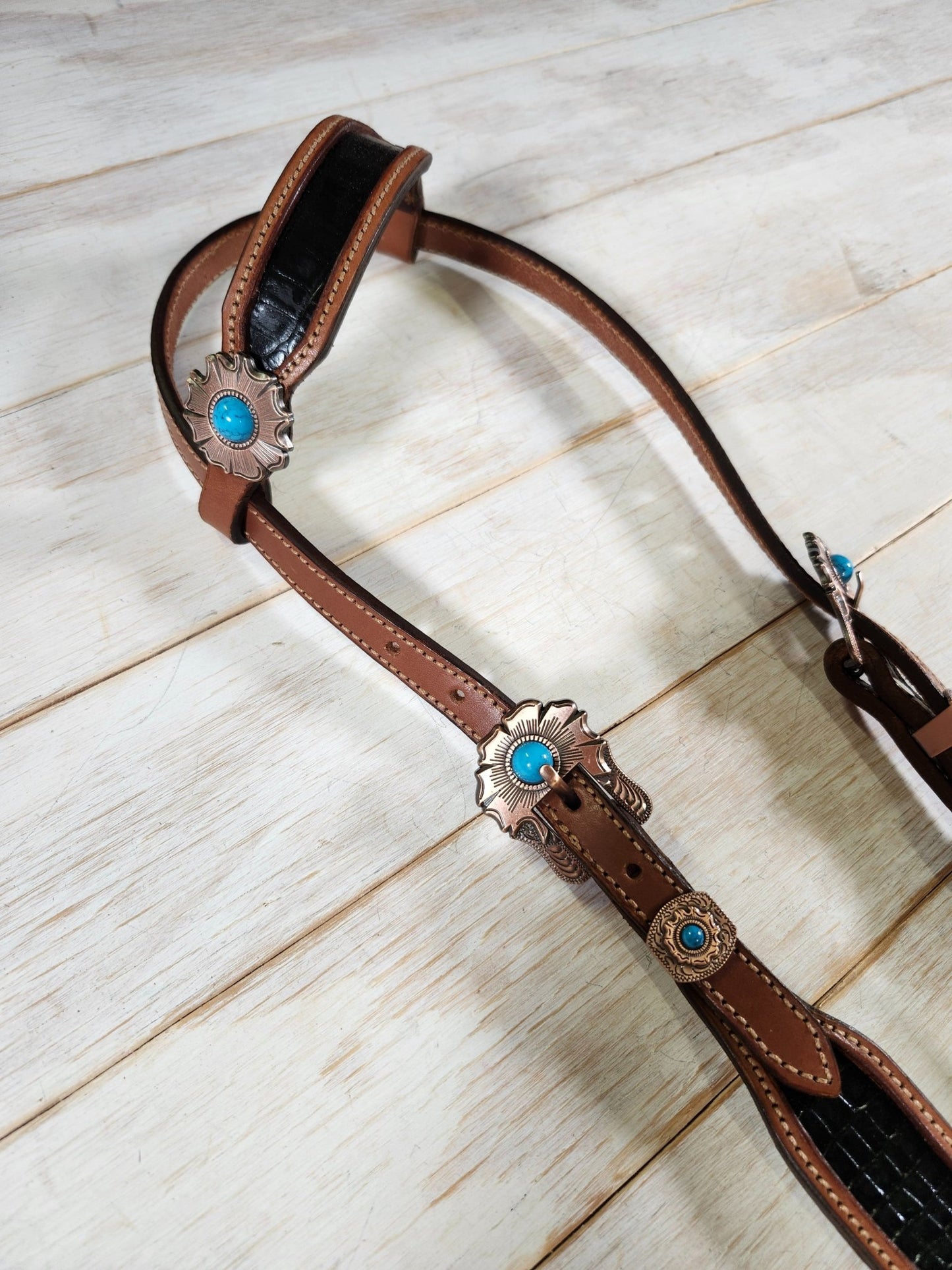 Black Alligator Embossed Tack Set - Twisted Hyde Leather Co.