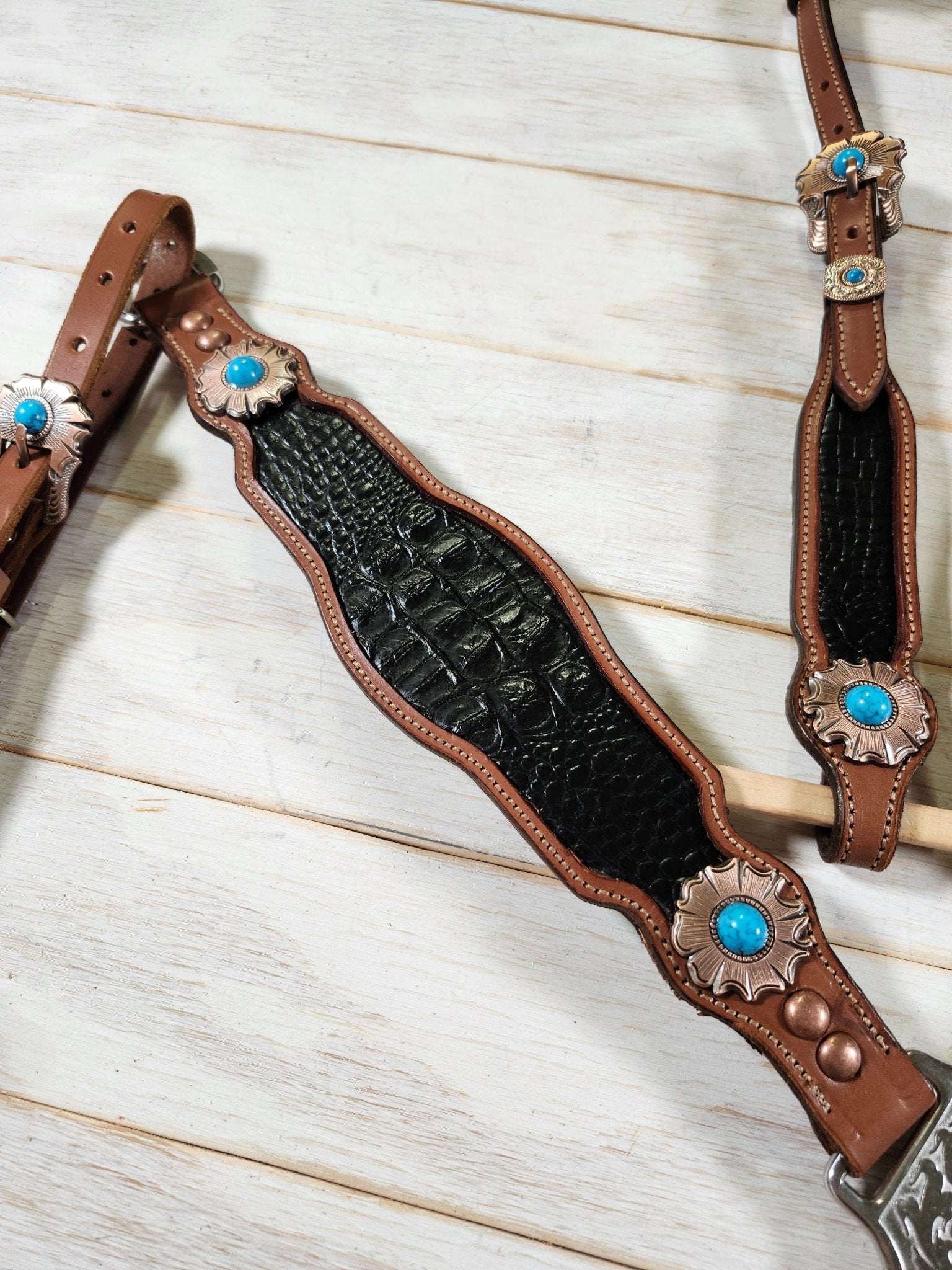 Black Alligator Embossed Tack Set - Twisted Hyde Leather Co.