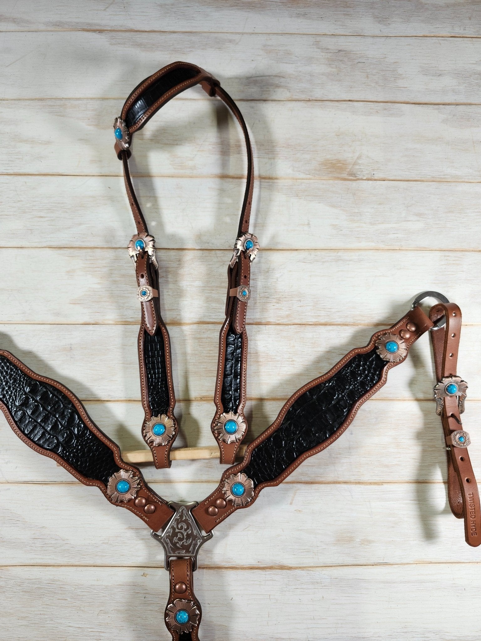 Black Alligator Embossed Tack Set - Twisted Hyde Leather Co.