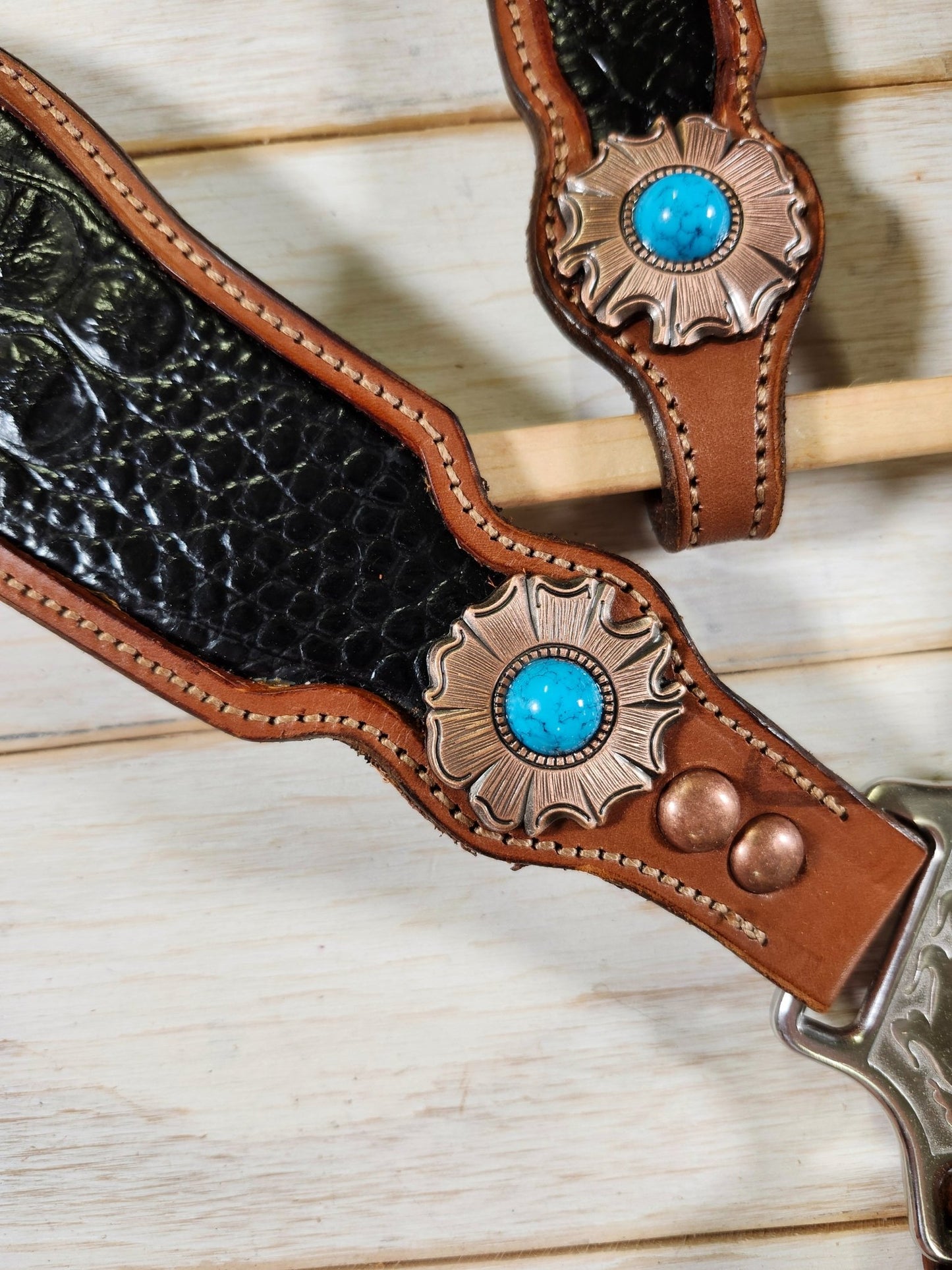 Black Alligator Embossed Tack Set - Twisted Hyde Leather Co.