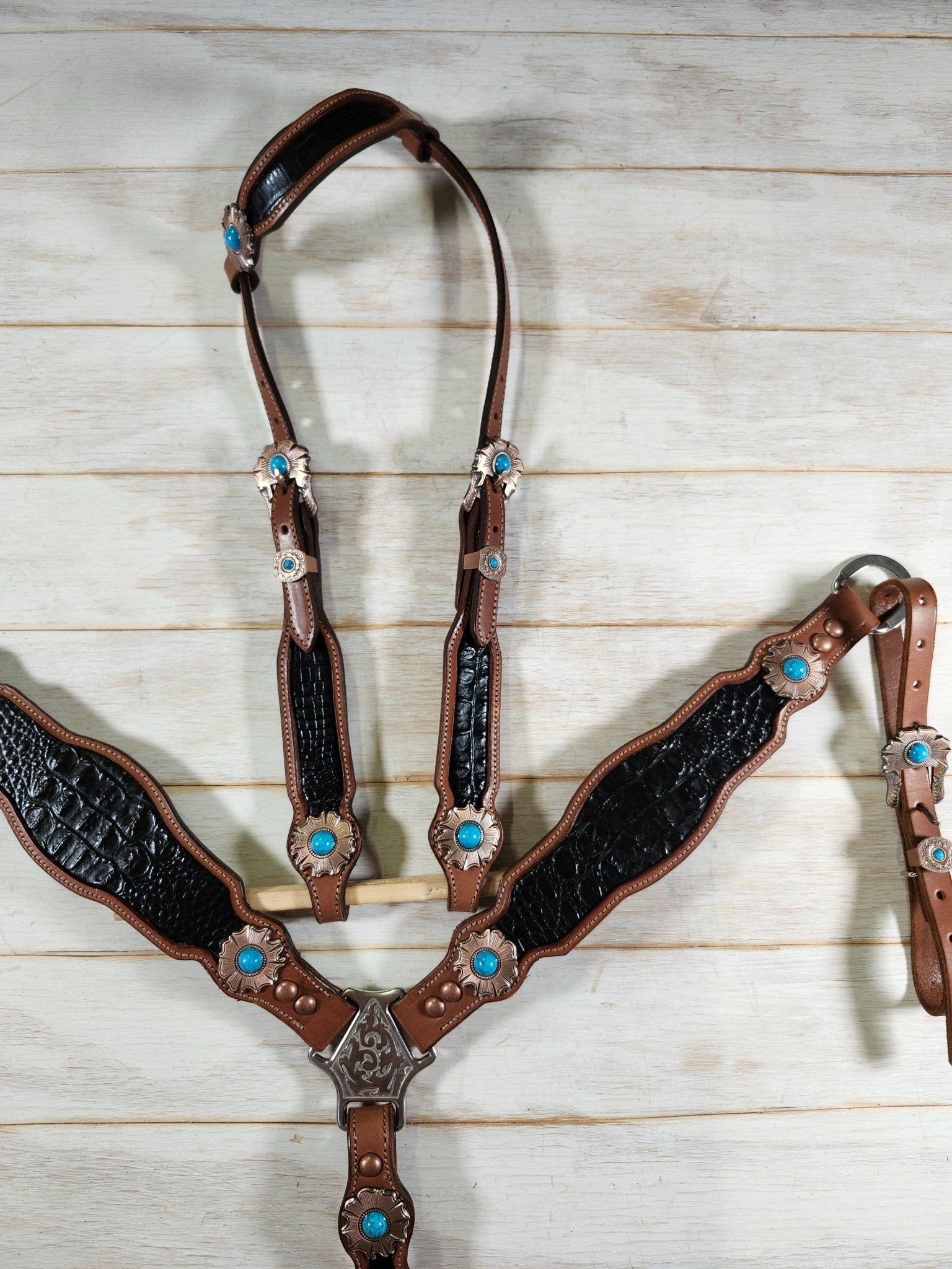 Black Alligator Embossed Tack Set - Twisted Hyde Leather Co.