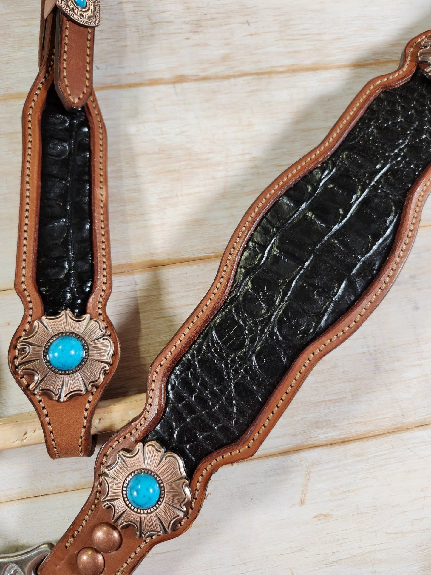 Black Alligator Embossed Tack Set - Twisted Hyde Leather Co.