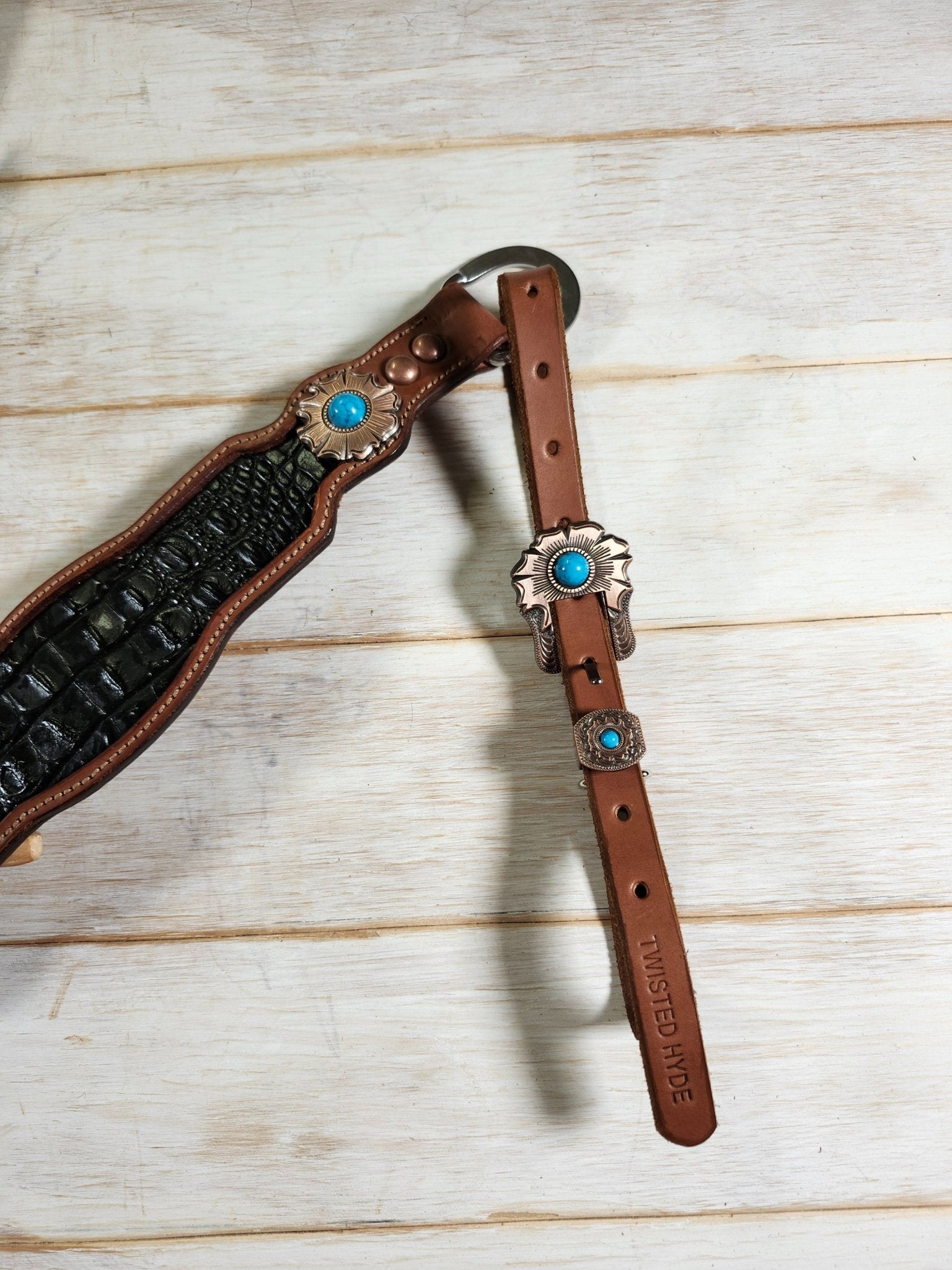 Black Alligator Embossed Tack Set - Twisted Hyde Leather Co.