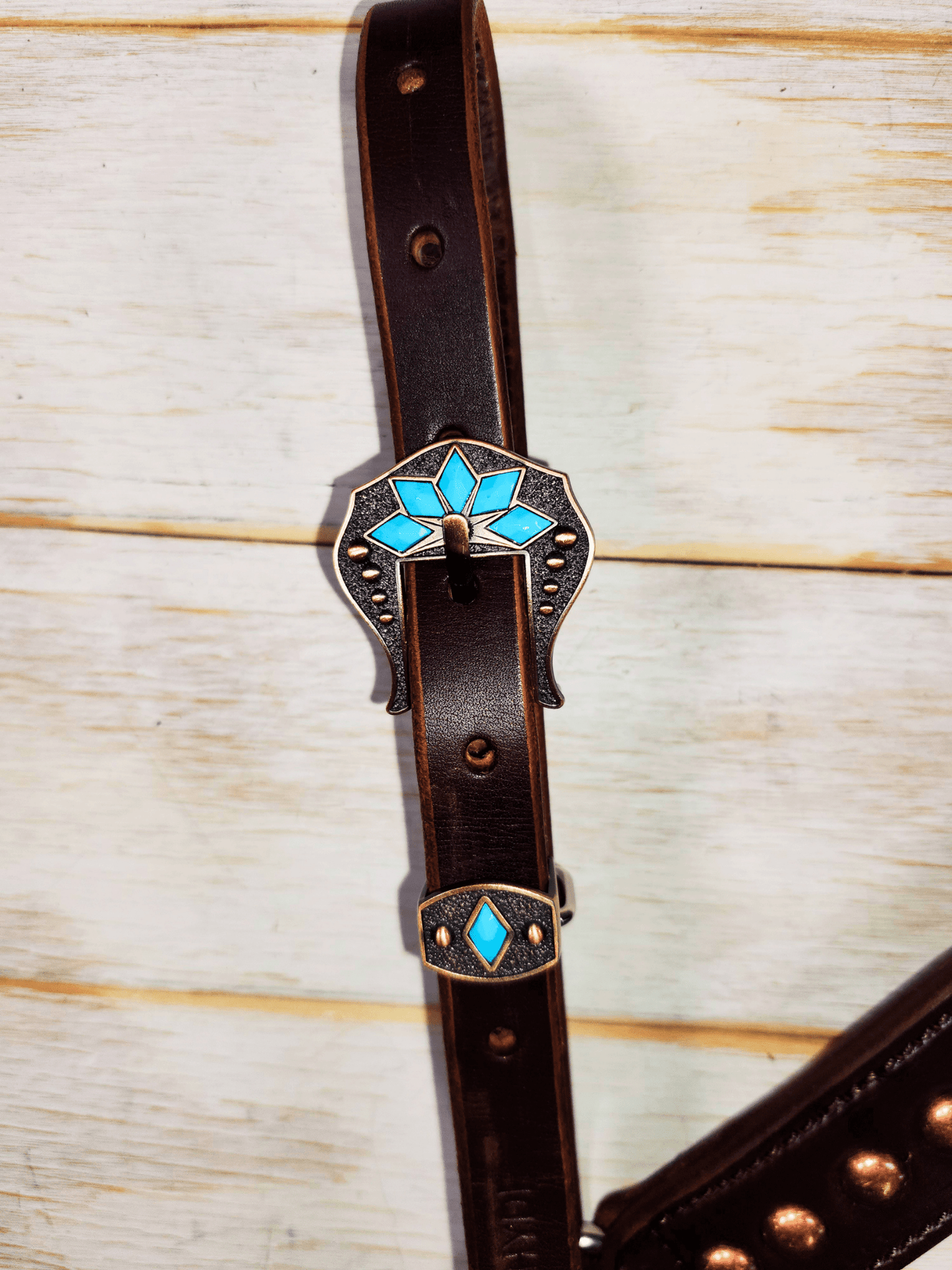Breast Collar with conchos and spots - Twisted Hyde Leather Co.