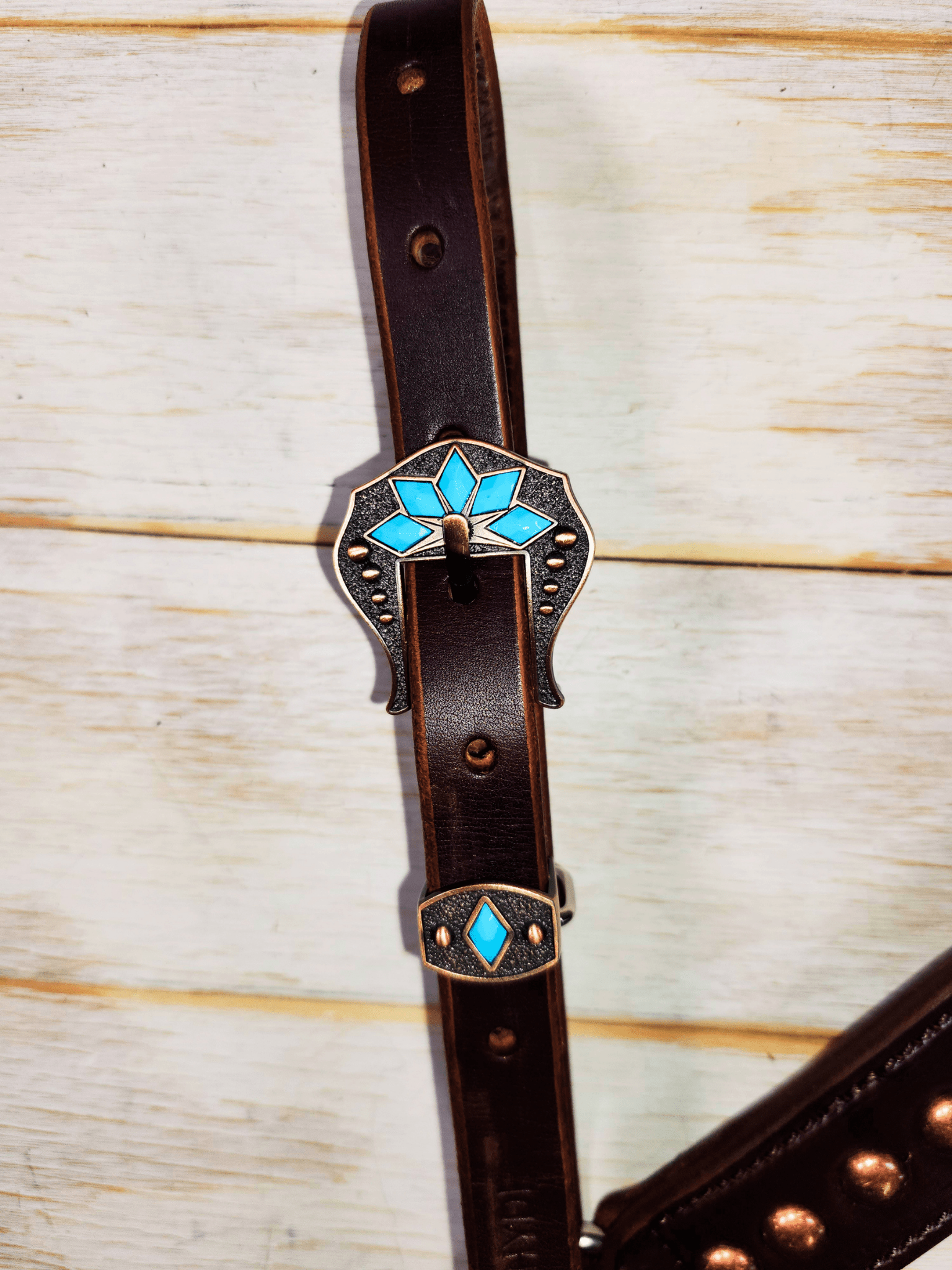 Breast Collar with conchos and spots - Twisted Hyde Leather Co.