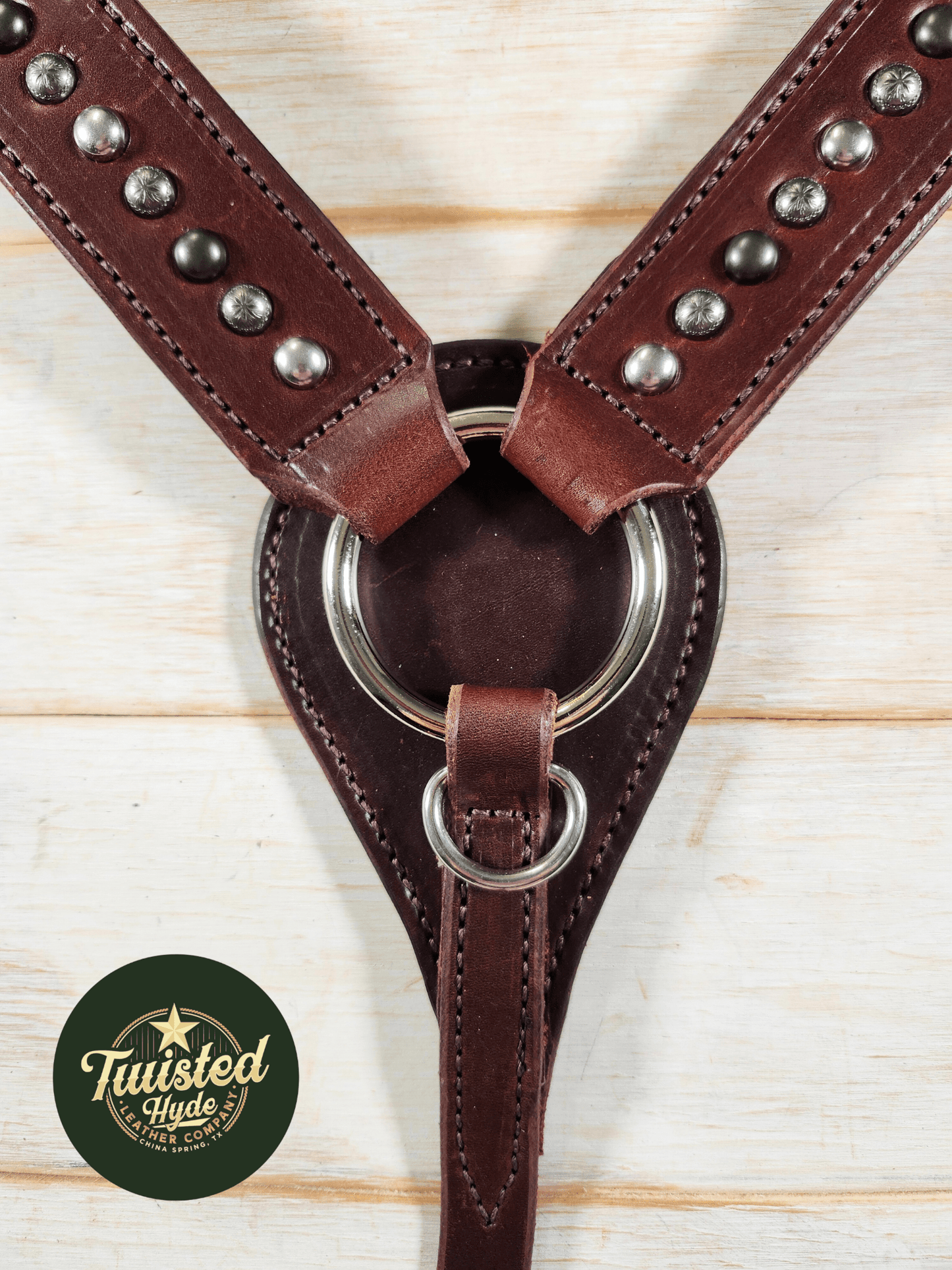 Breast Collar with conchos and spots - Twisted Hyde Leather Co.