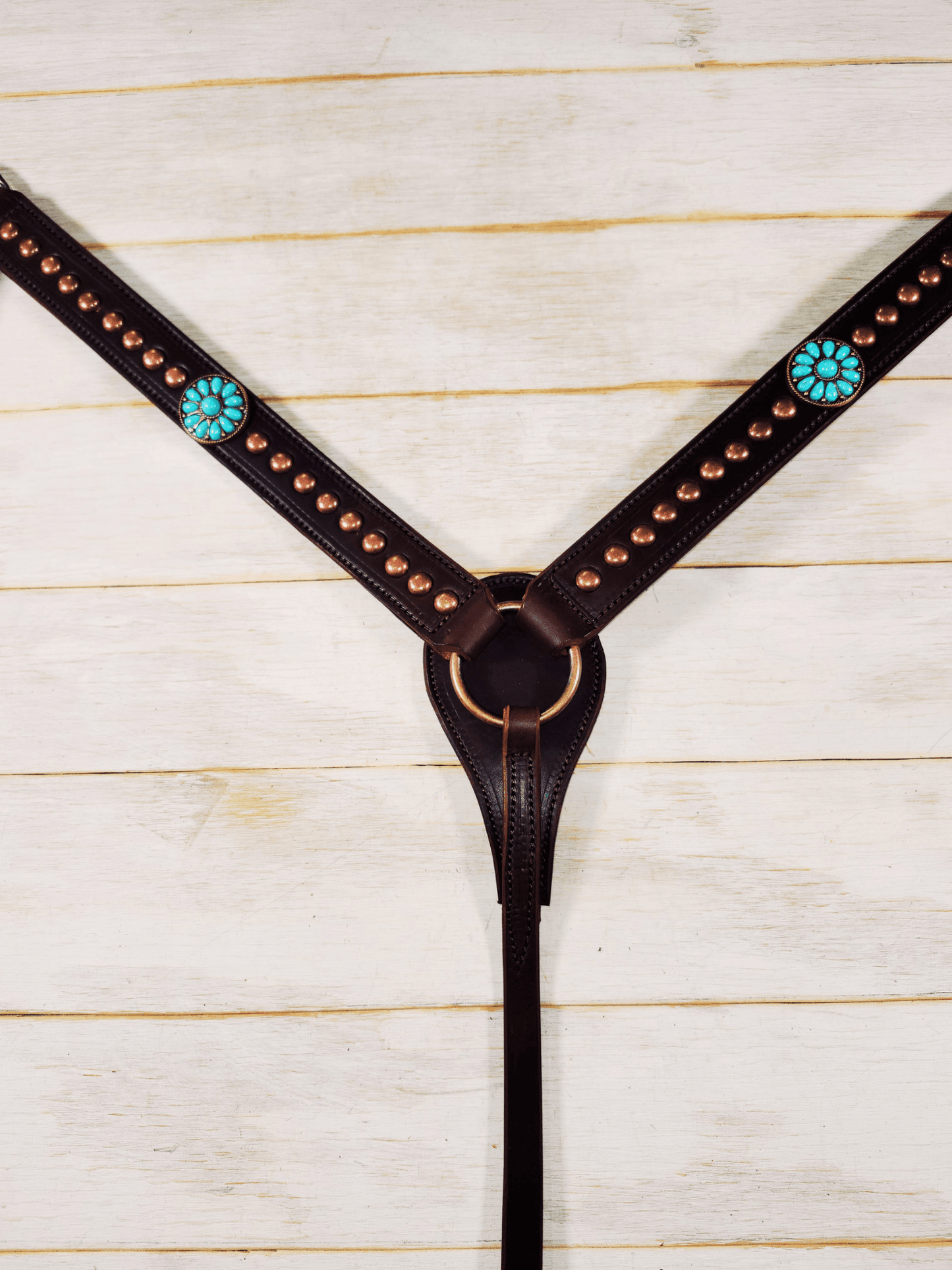 Breast Collar with conchos and spots - Twisted Hyde Leather Co.