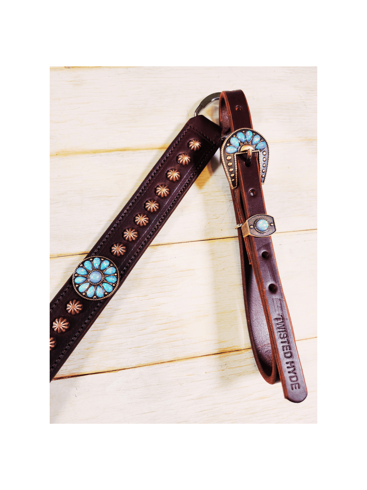 Breast Collar with conchos and spots - Twisted Hyde Leather Co.