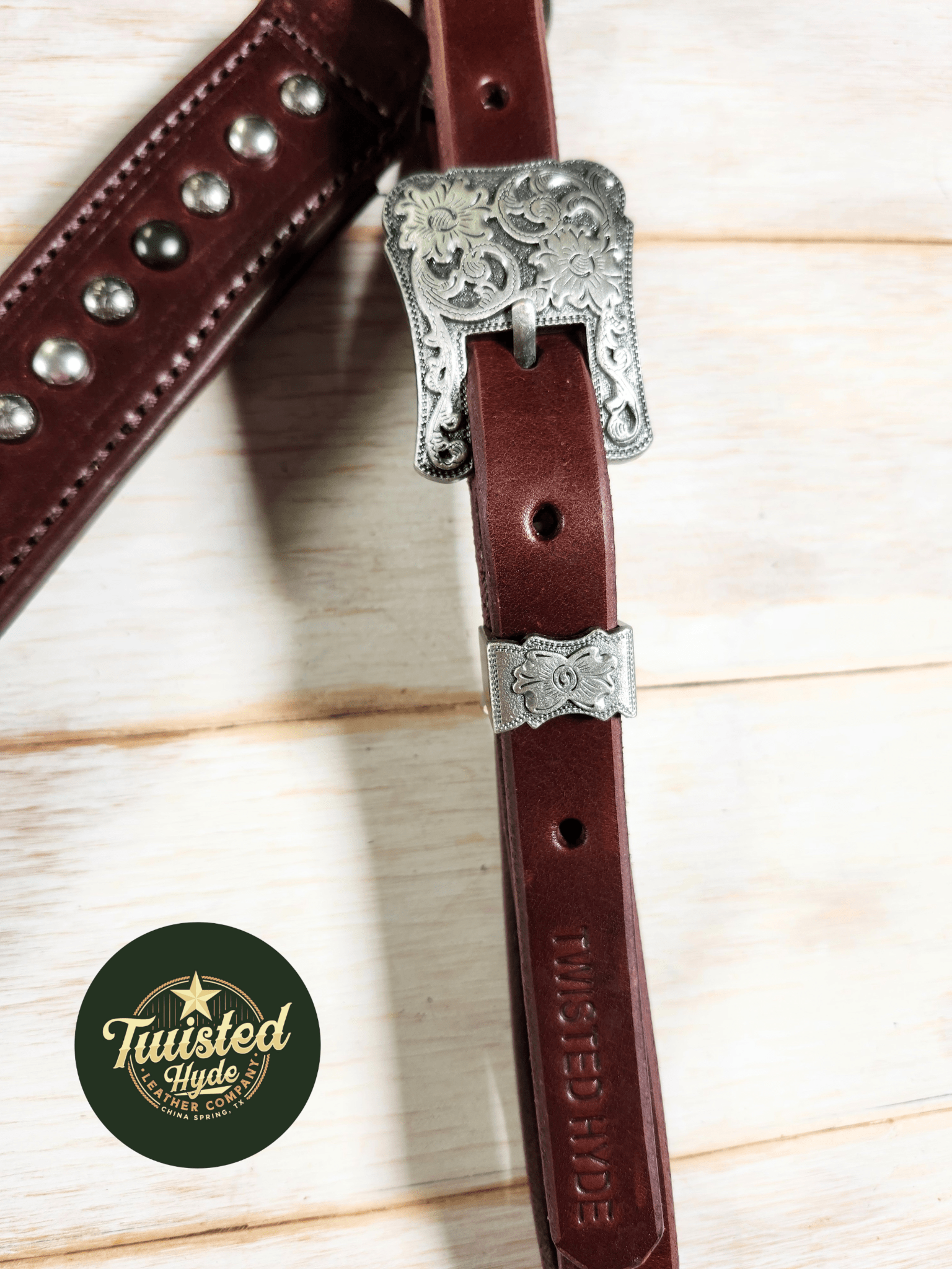 Breast Collar with conchos and spots - Twisted Hyde Leather Co.