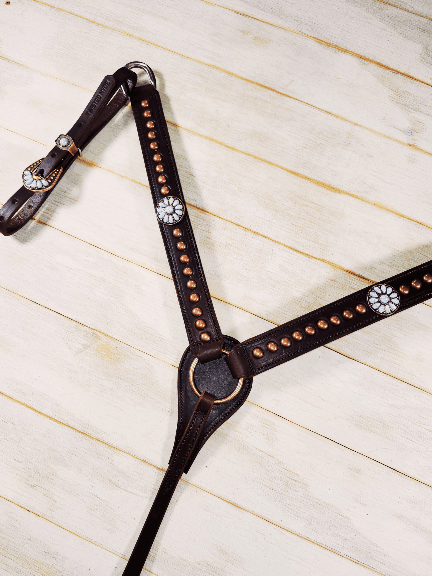 Breast Collar with conchos and spots - Twisted Hyde Leather Co.