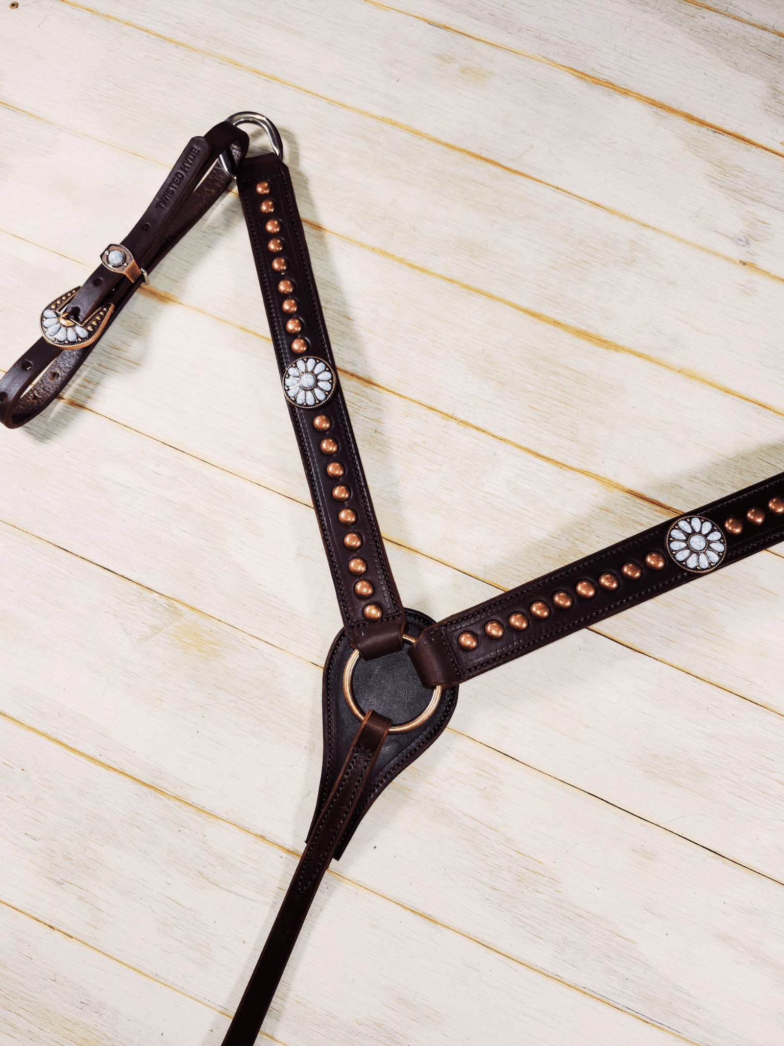 Breast Collar with conchos and spots - Twisted Hyde Leather Co.