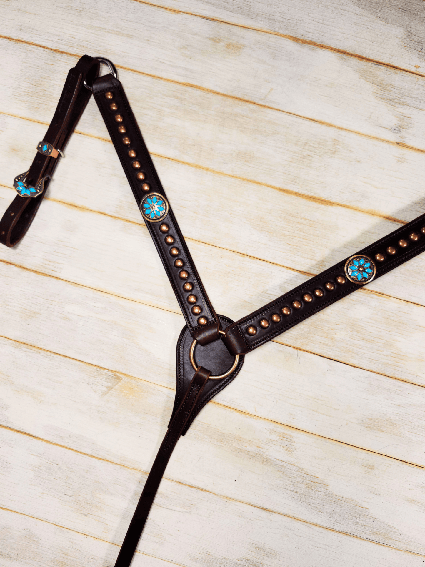 Breast Collar with conchos and spots - Twisted Hyde Leather Co.
