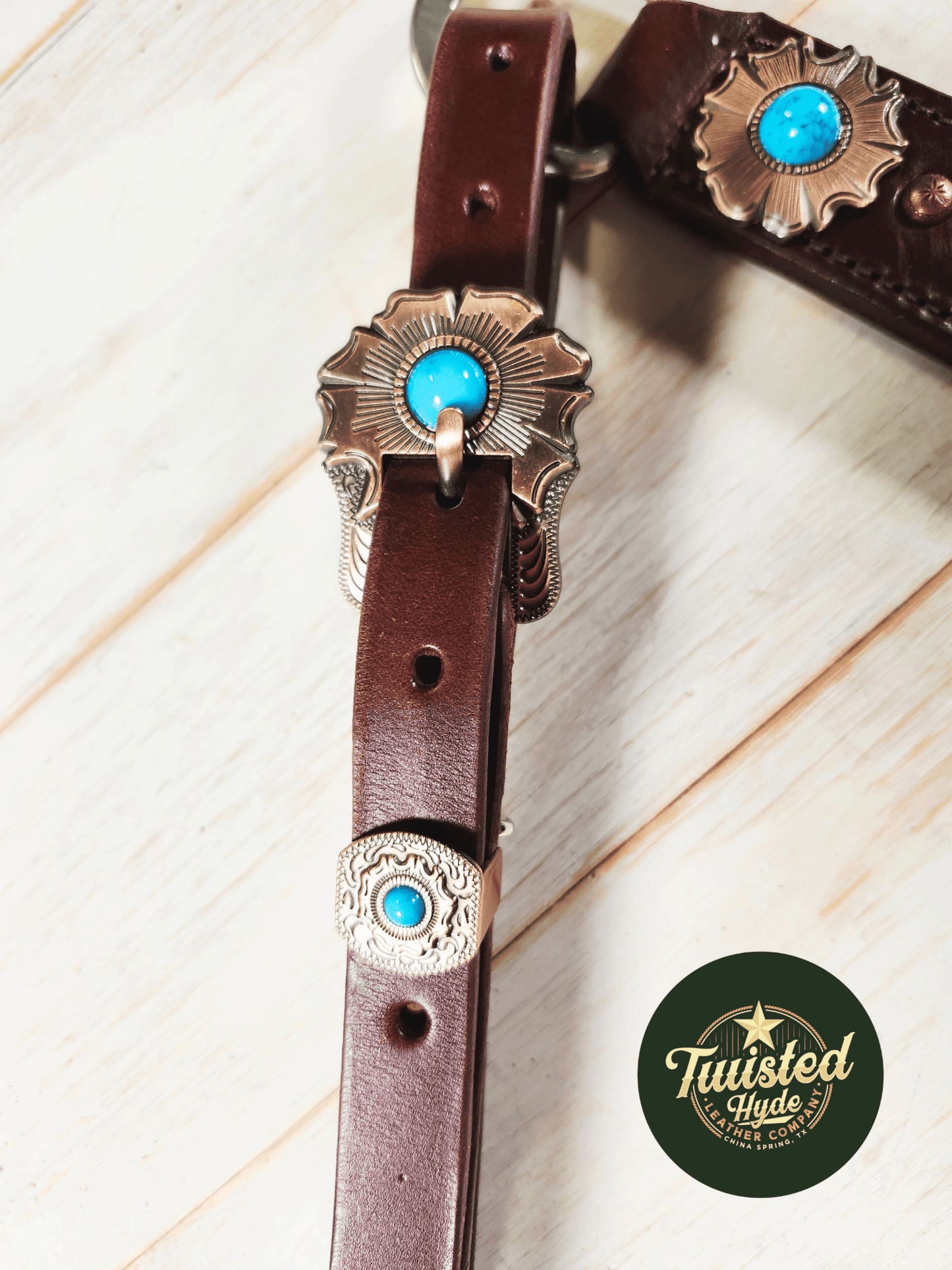 Breast Collar with conchos and spots - Twisted Hyde Leather Co.