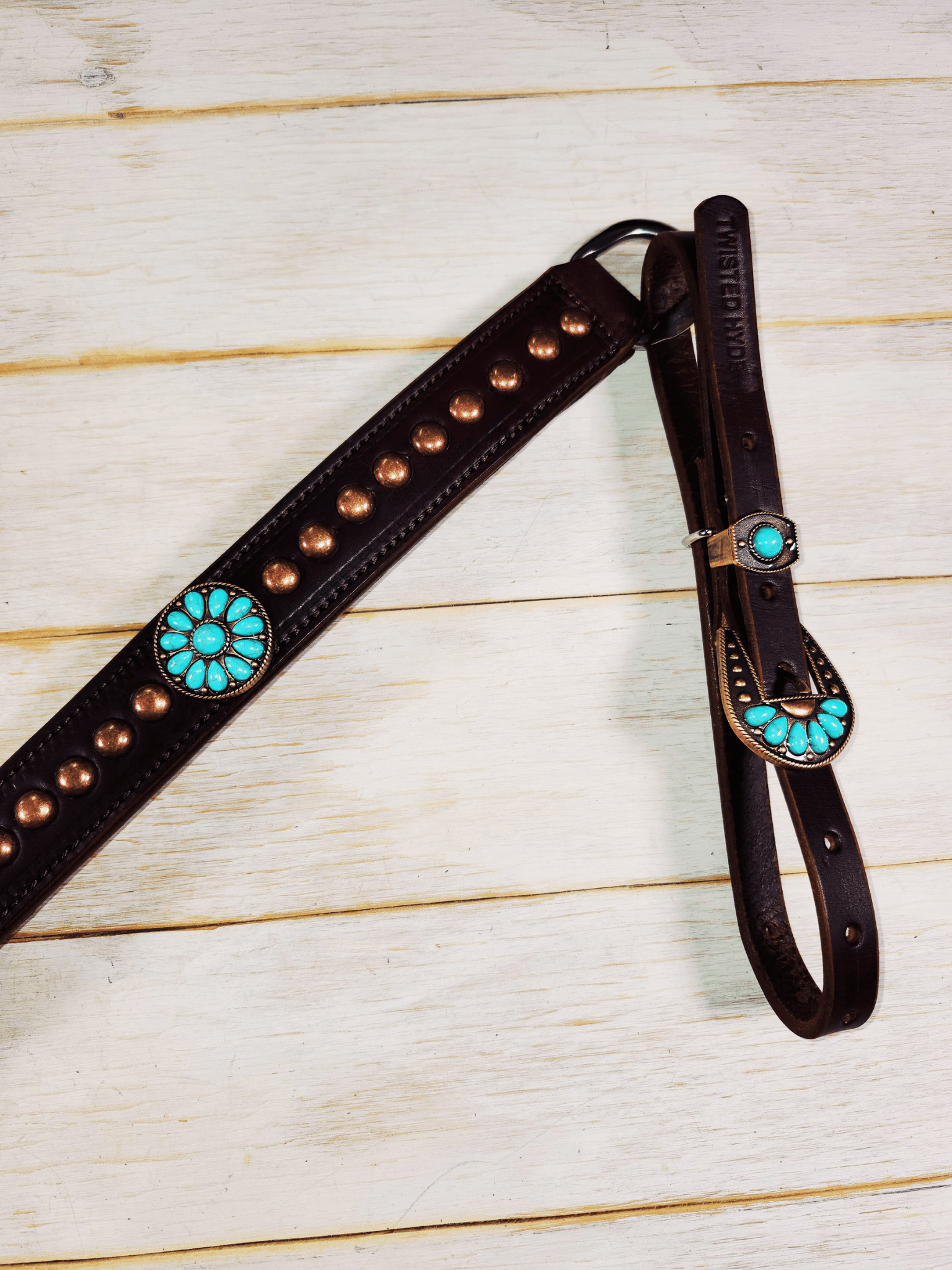 Breast Collar with conchos and spots - Twisted Hyde Leather Co.