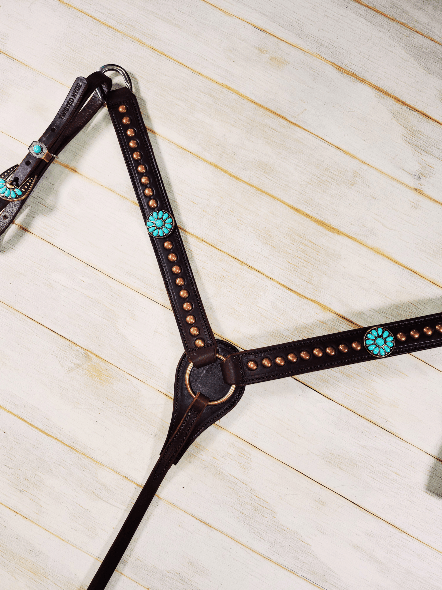 Breast Collar with conchos and spots - Twisted Hyde Leather Co.