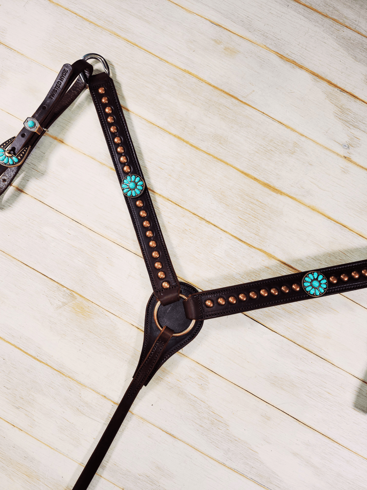 Breast Collar with conchos and spots - Twisted Hyde Leather Co.