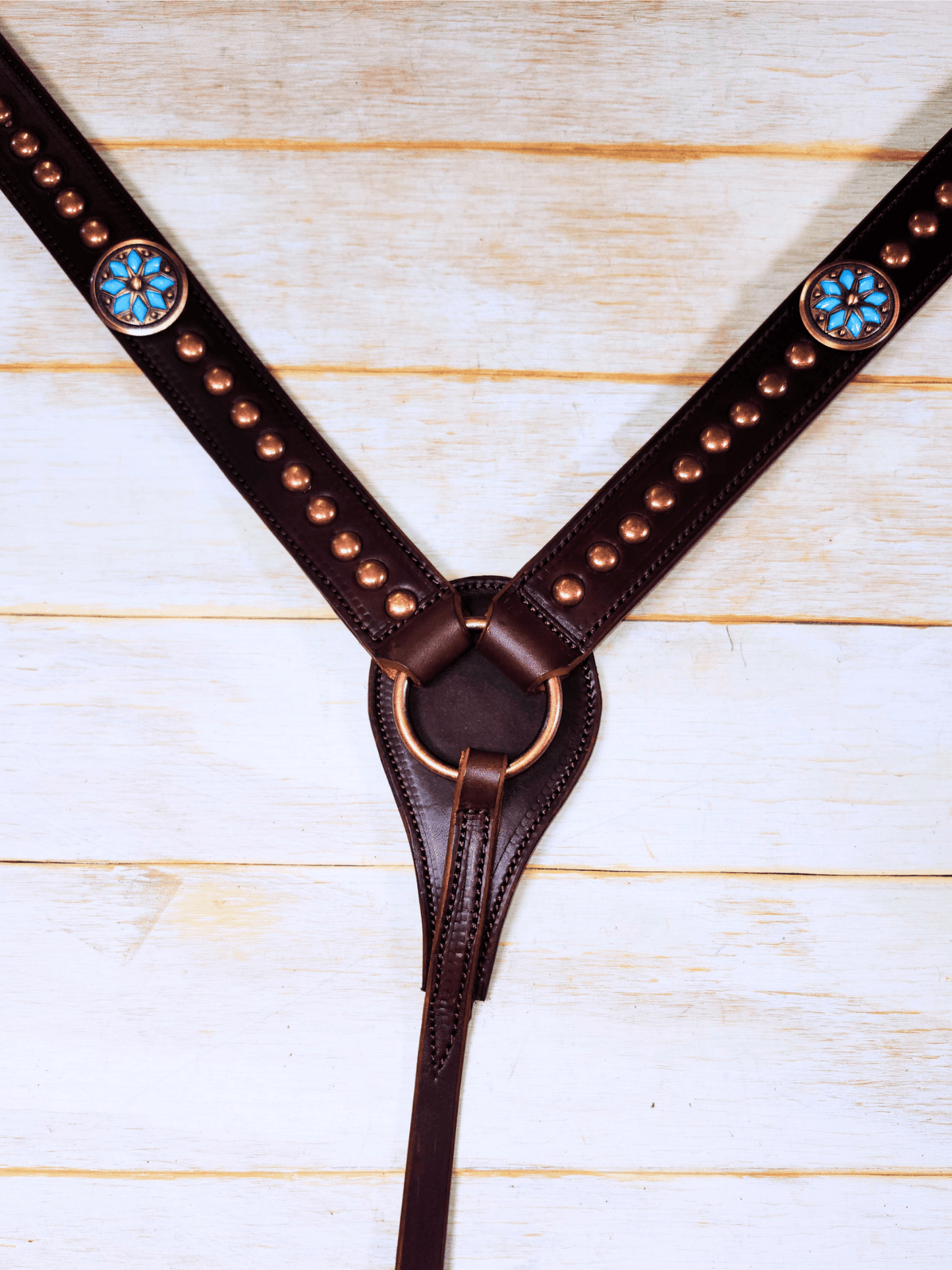 Breast Collar with conchos and spots - Twisted Hyde Leather Co.