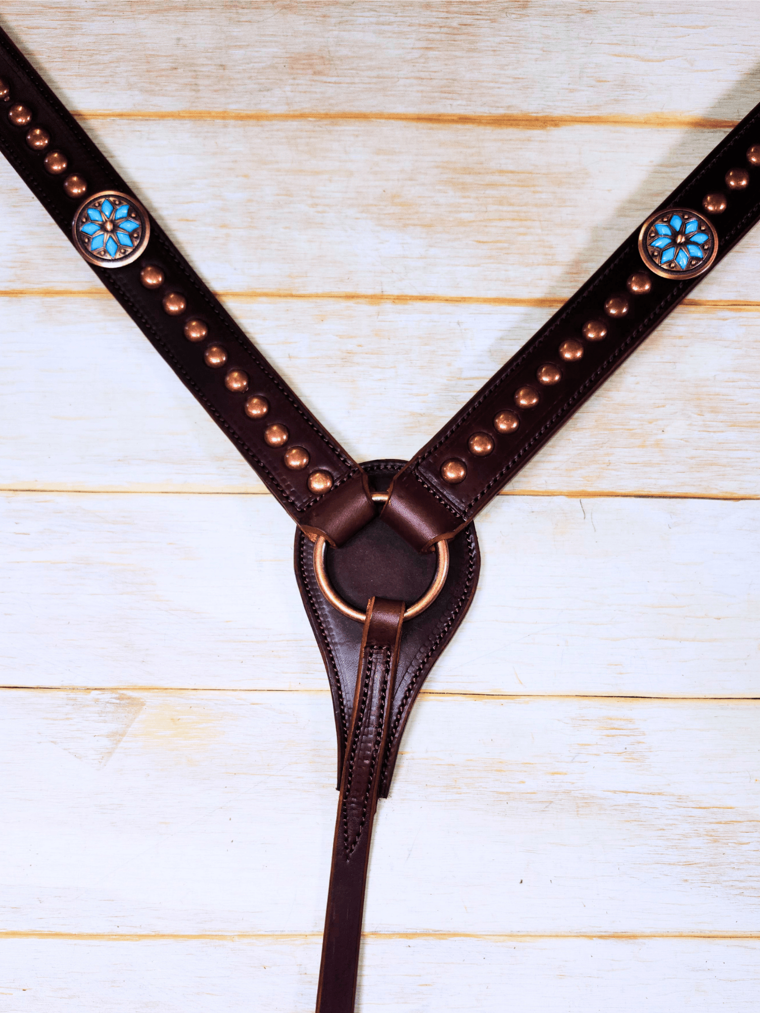 Breast Collar with conchos and spots - Twisted Hyde Leather Co.