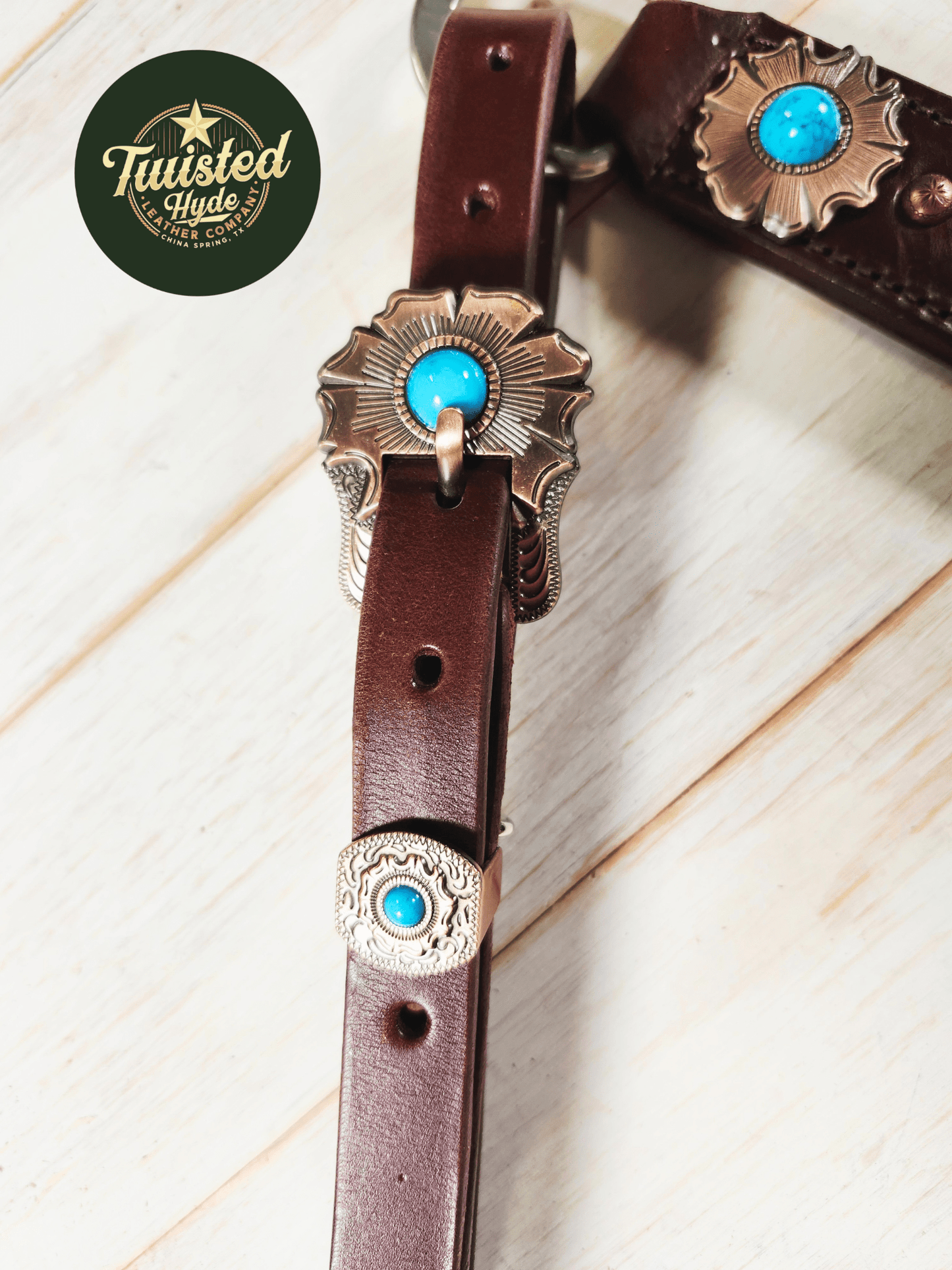 Breast Collar with conchos and spots - Twisted Hyde Leather Co.