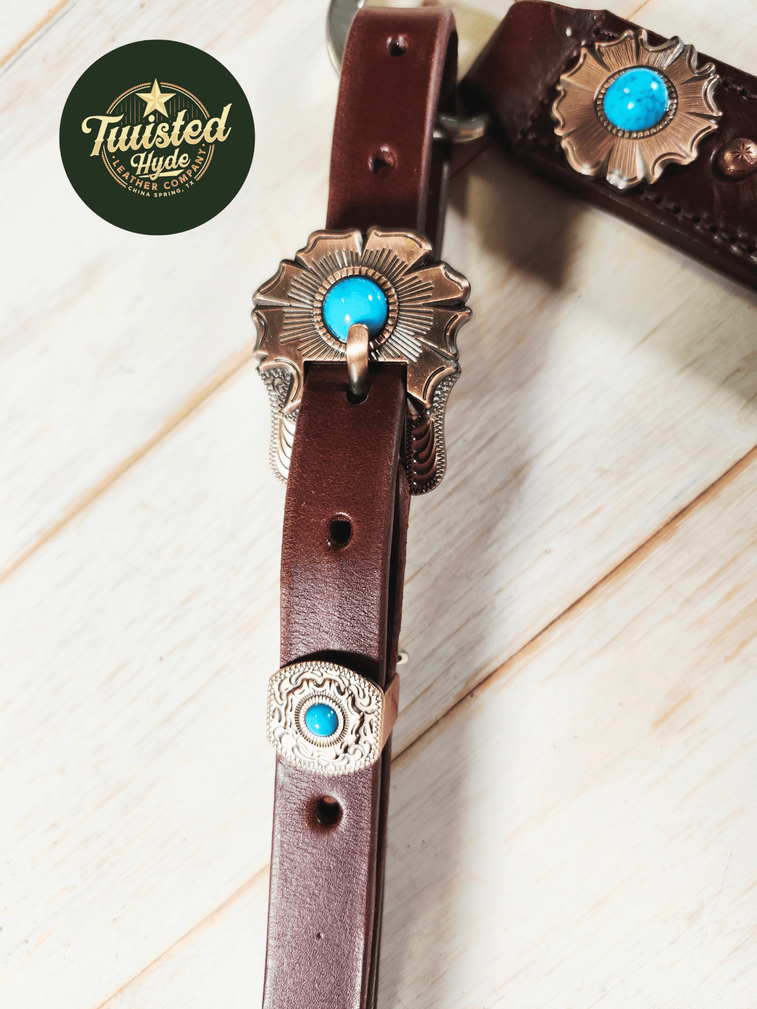 Breast Collar with conchos and spots - Twisted Hyde Leather Co.