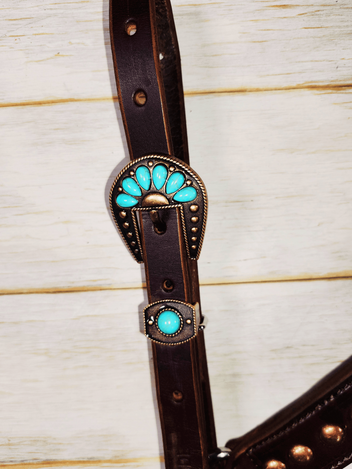 Breast Collar with conchos and spots - Twisted Hyde Leather Co.