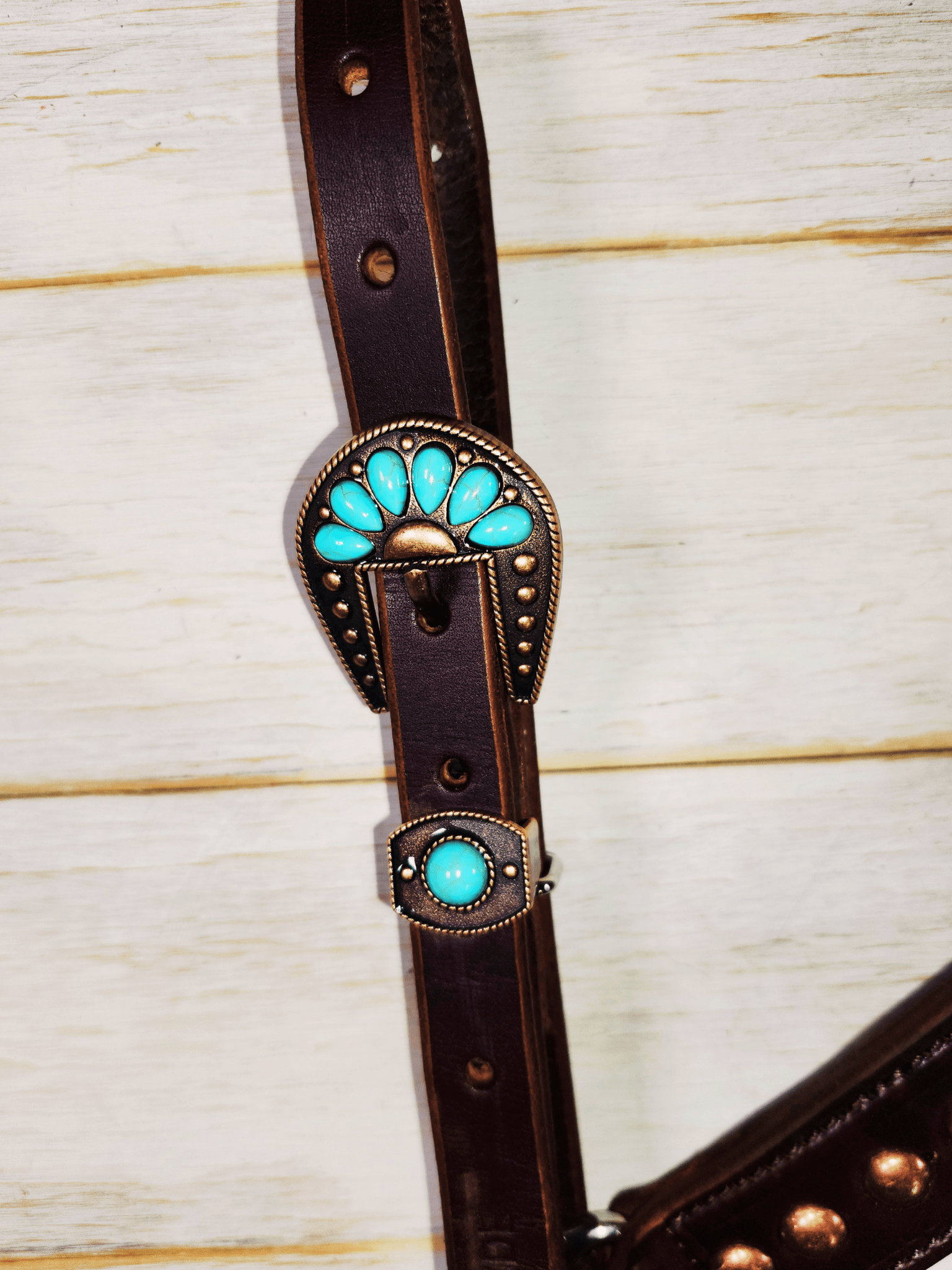 Breast Collar with conchos and spots - Twisted Hyde Leather Co.