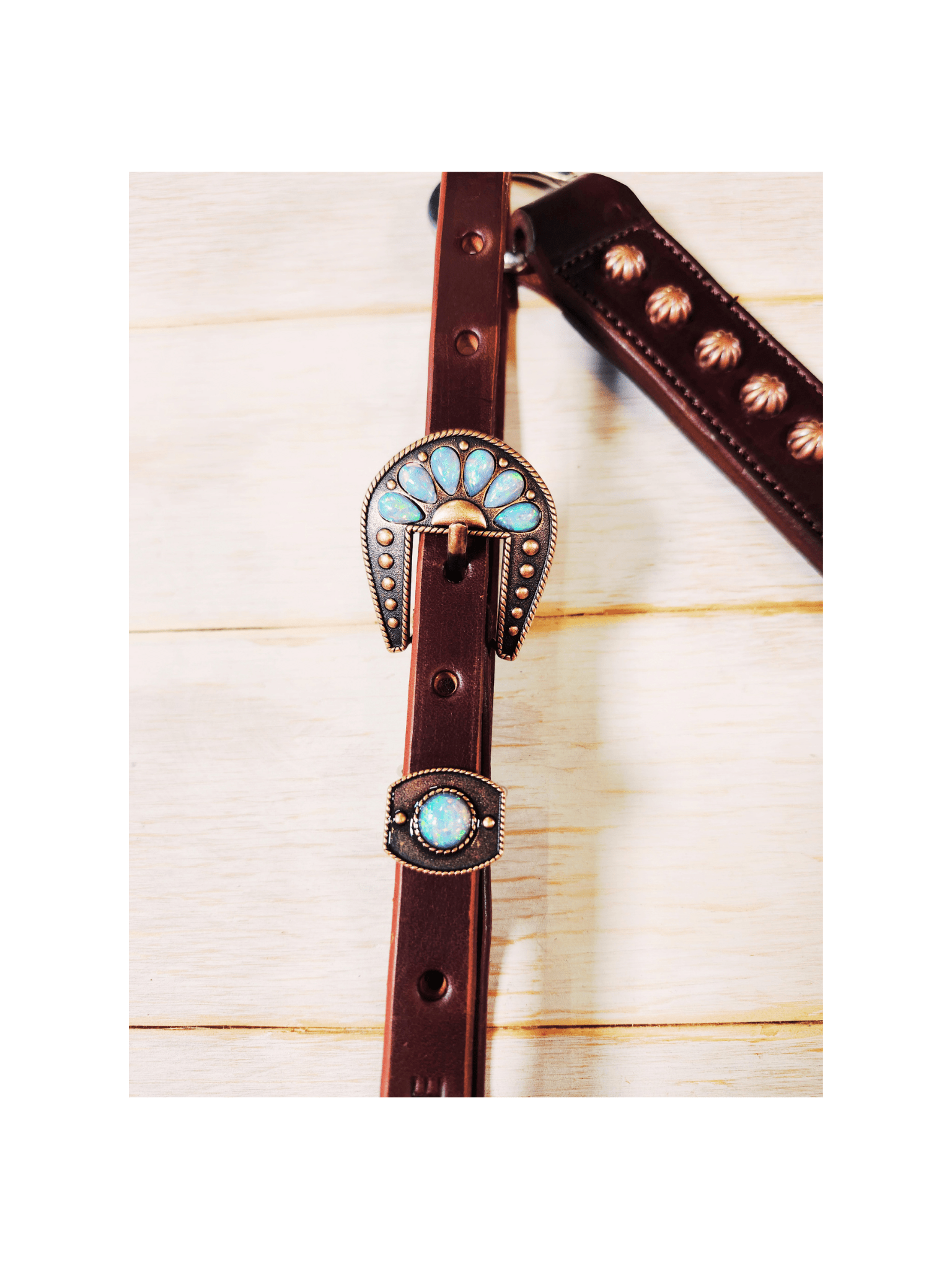 Breast Collar with conchos and spots - Twisted Hyde Leather Co.