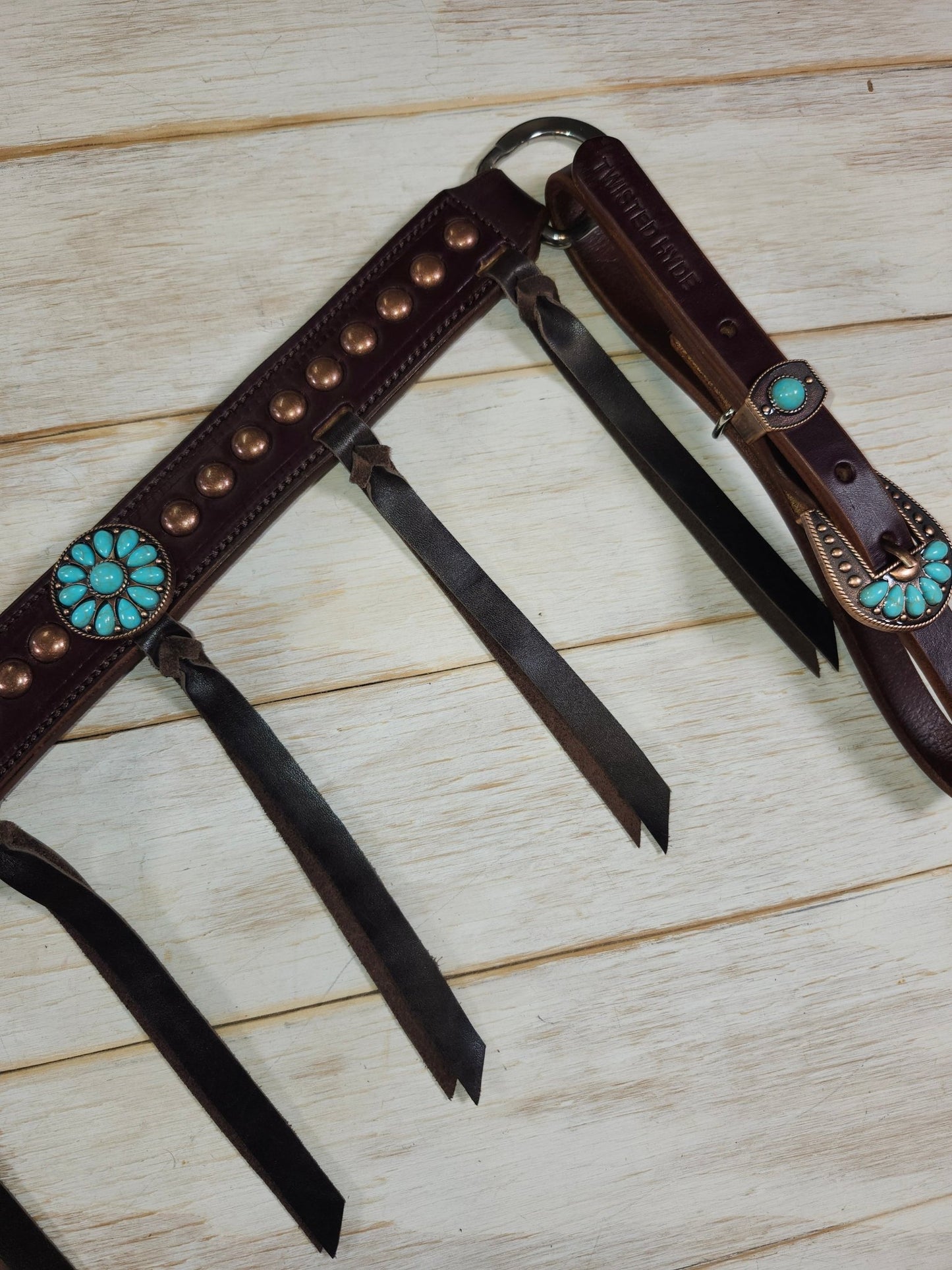 Breast Collar with conchos and spots and Tassels - Twisted Hyde Leather Co.