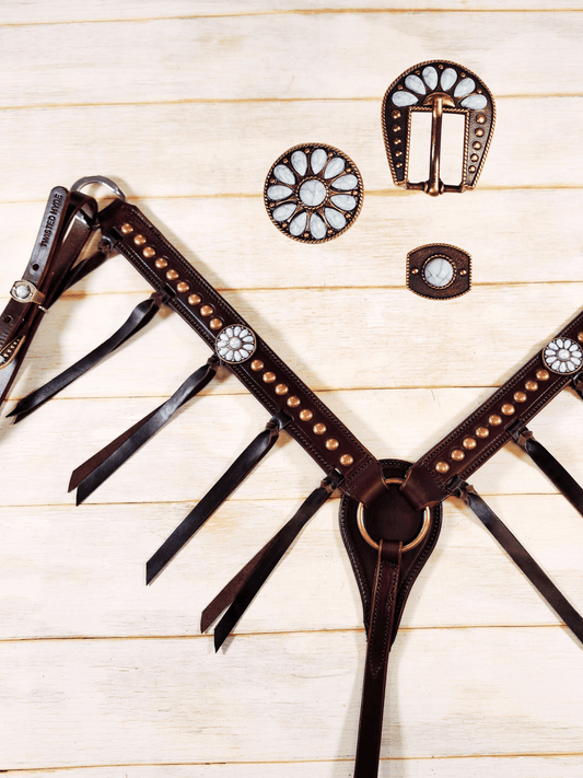 Breast Collar with conchos and spots and Tassels - Twisted Hyde Leather Co.