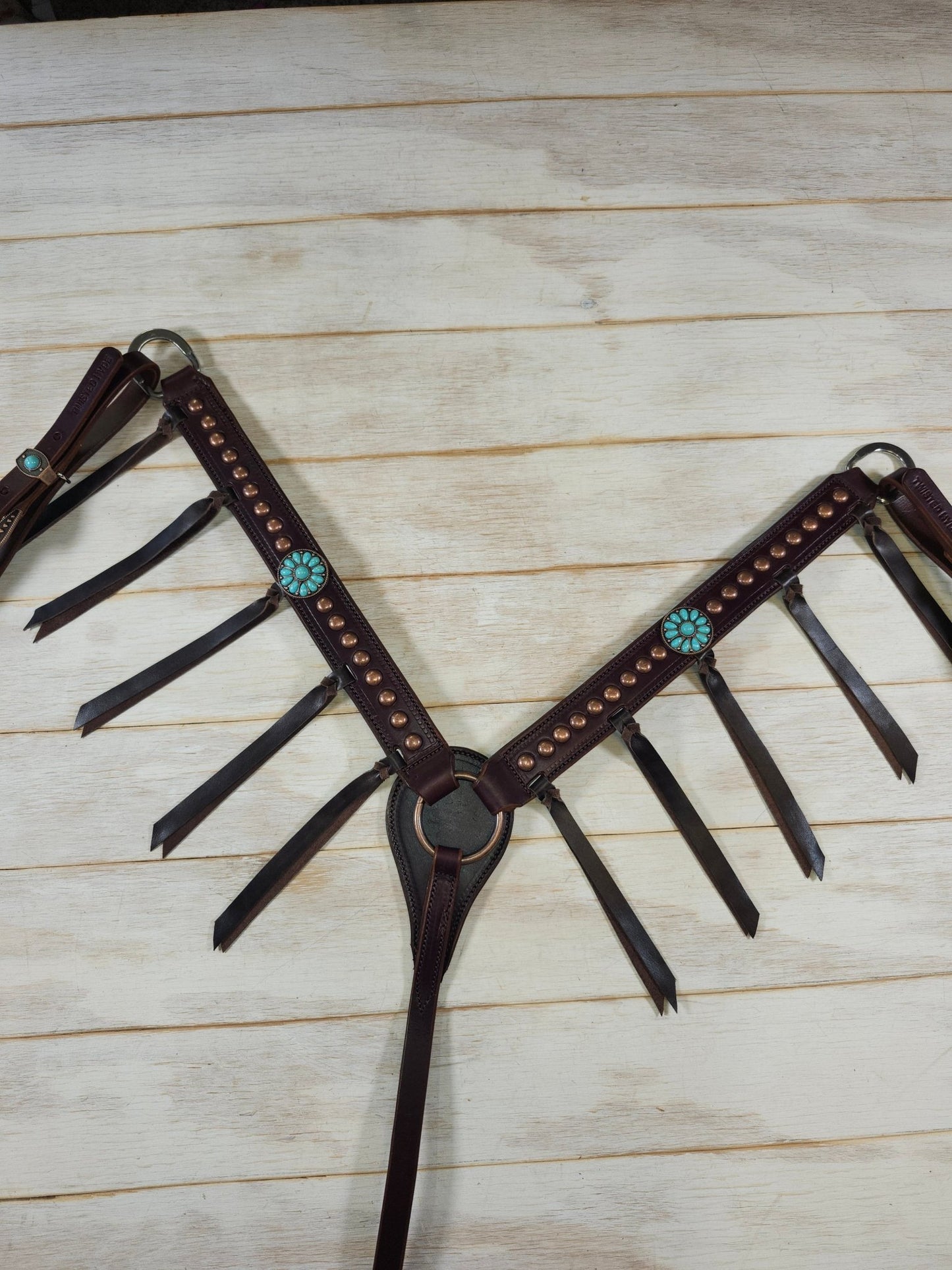 Breast Collar with conchos and spots and Tassels - Twisted Hyde Leather Co.