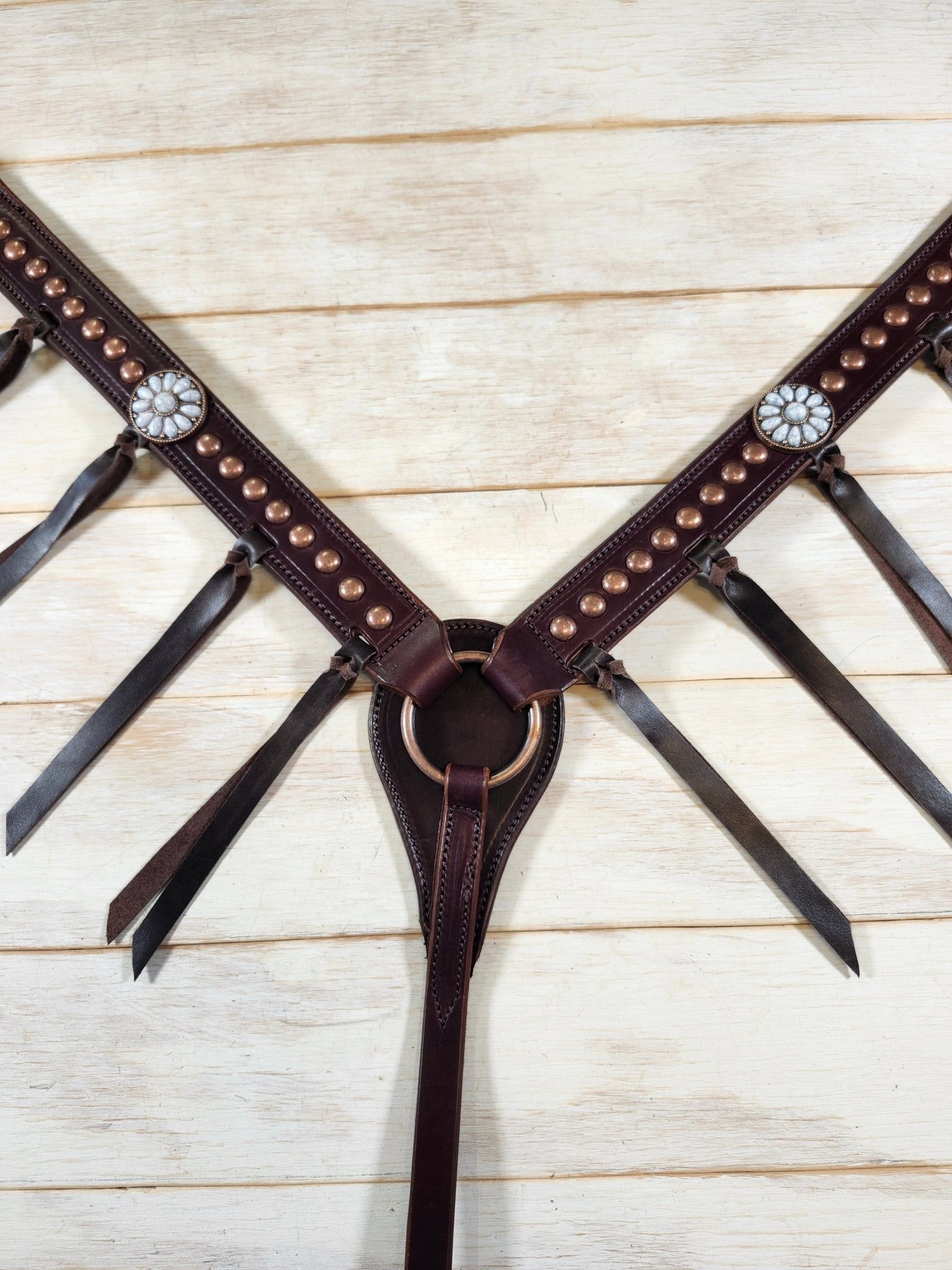 Breast Collar with conchos and spots and Tassels - Twisted Hyde Leather Co.