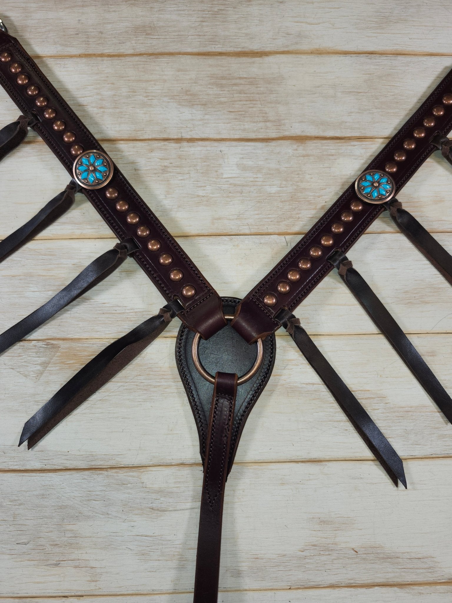 Breast Collar with conchos and spots and Tassels - Twisted Hyde Leather Co.