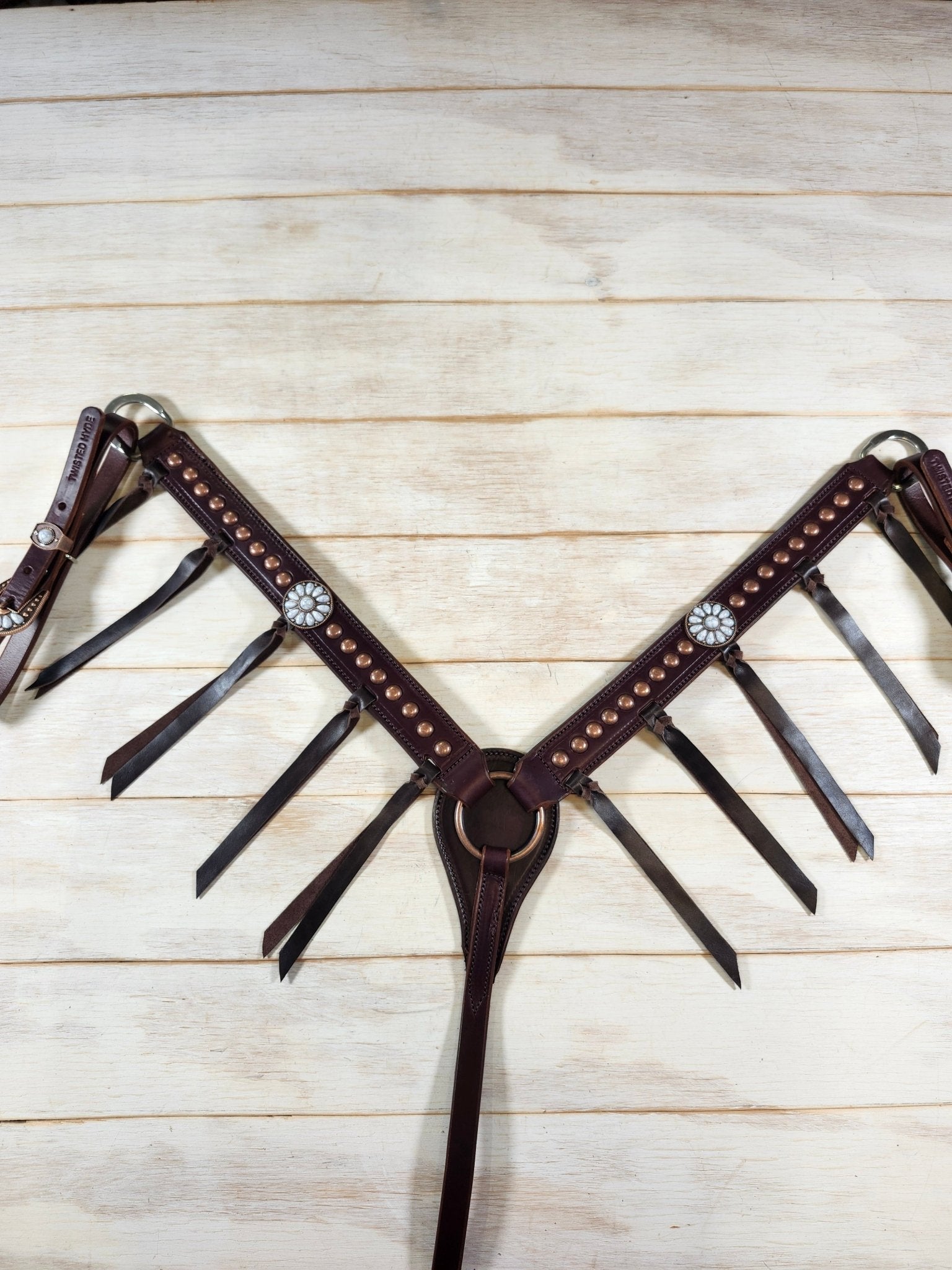 Breast Collar with conchos and spots and Tassels - Twisted Hyde Leather Co.