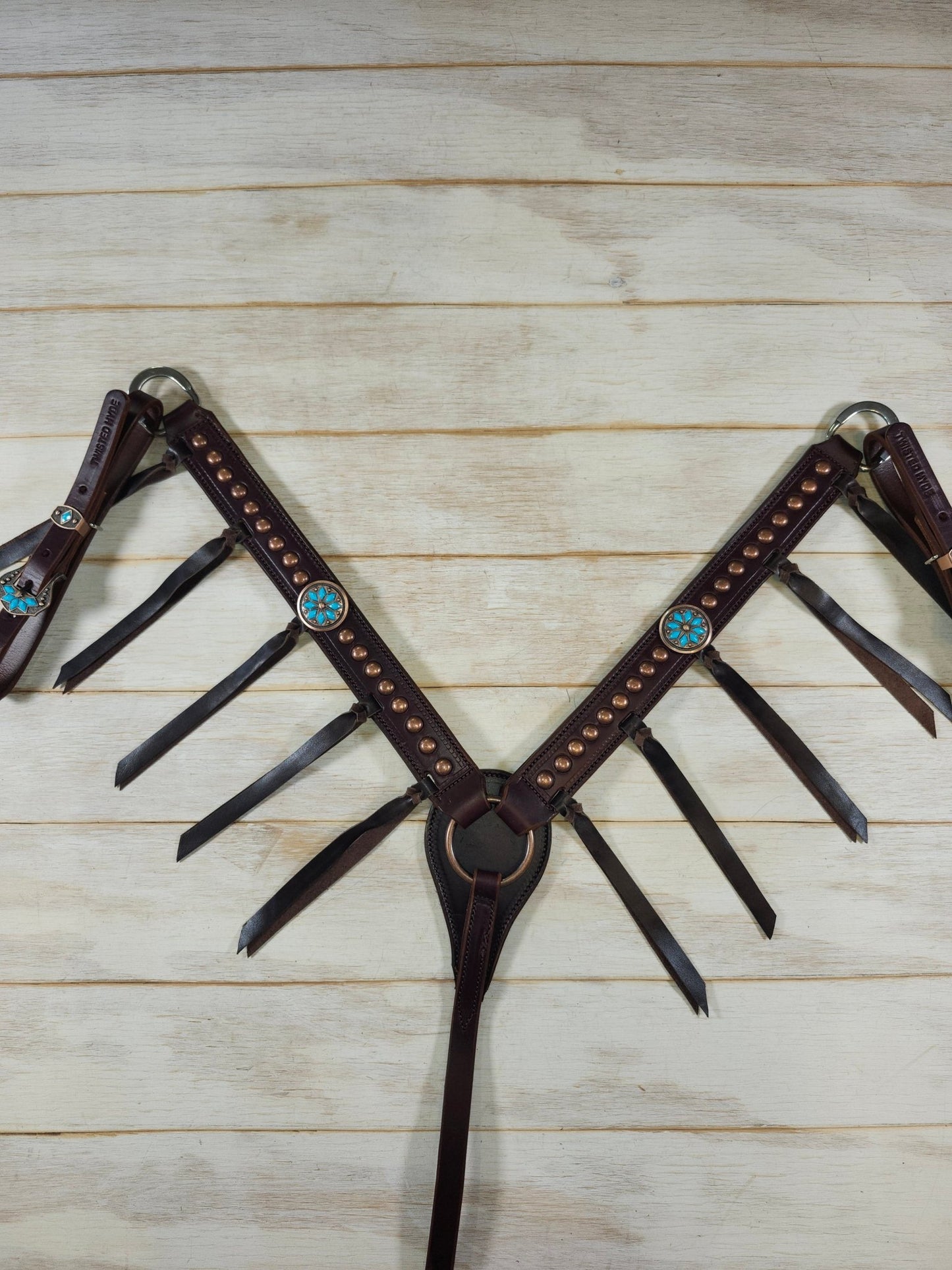 Breast Collar with conchos and spots and Tassels - Twisted Hyde Leather Co.
