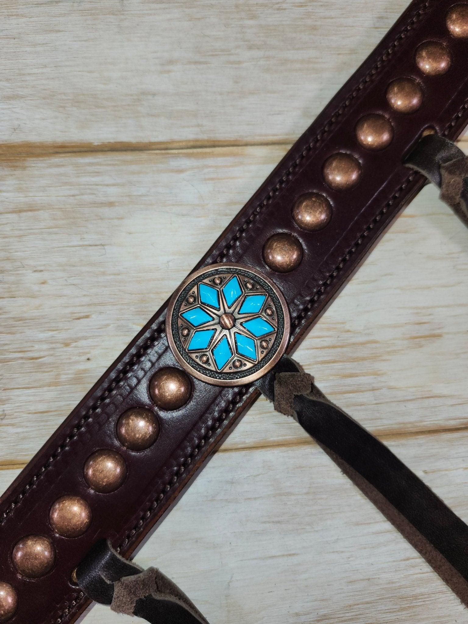 Breast Collar with conchos and spots and Tassels - Twisted Hyde Leather Co.