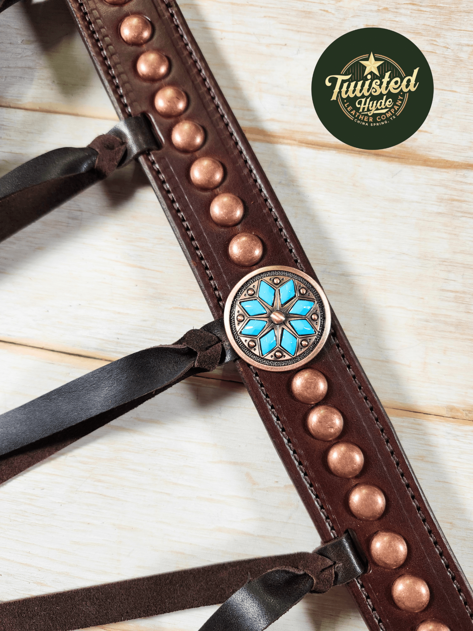Breast Collar with conchos and spots and Tassels - Twisted Hyde Leather Co.