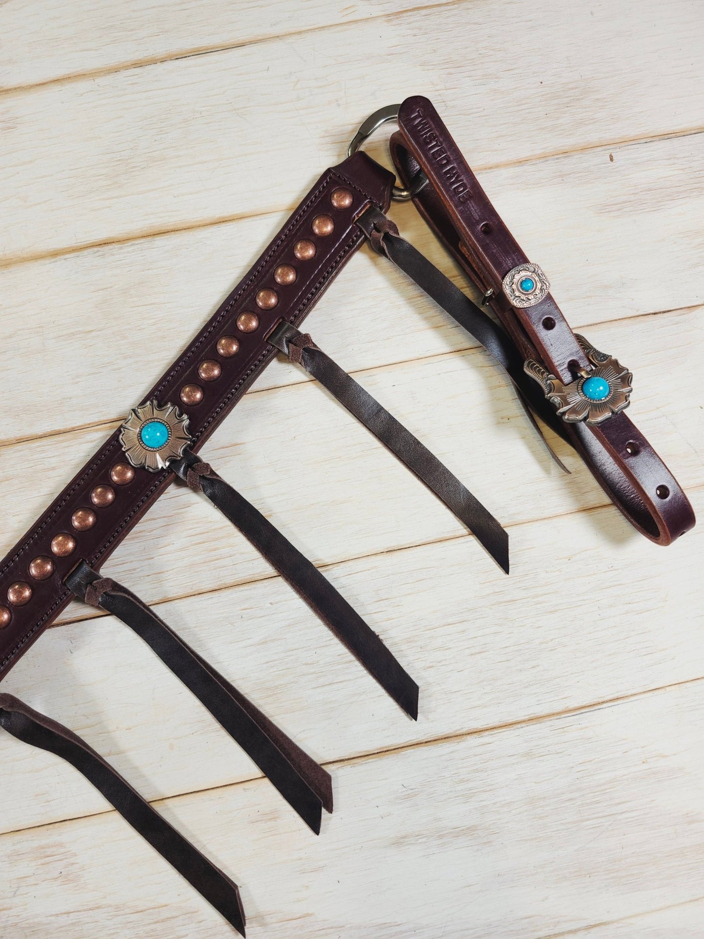 Breast Collar with conchos and spots and Tassels - Twisted Hyde Leather Co.