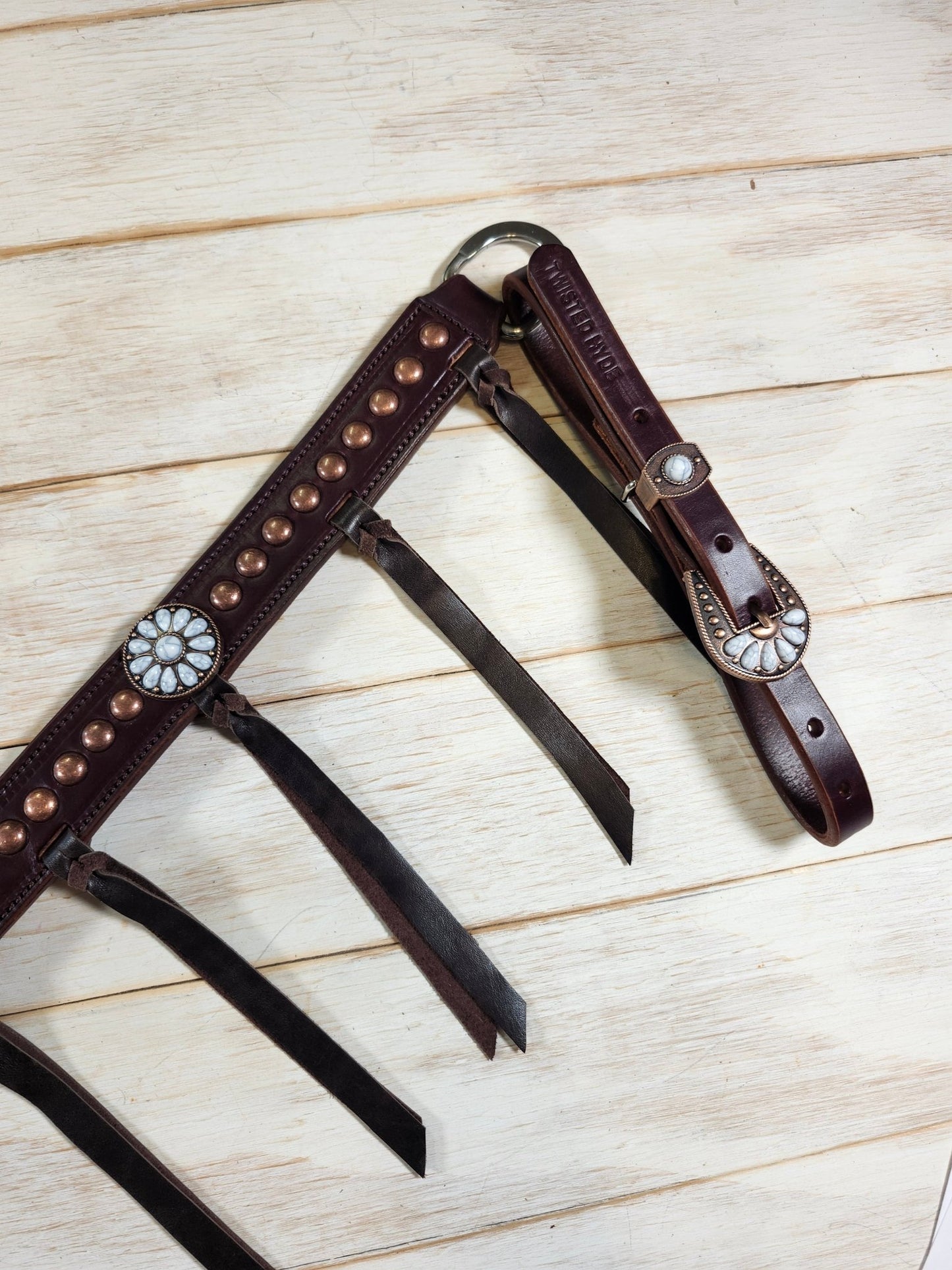 Breast Collar with conchos and spots and Tassels - Twisted Hyde Leather Co.