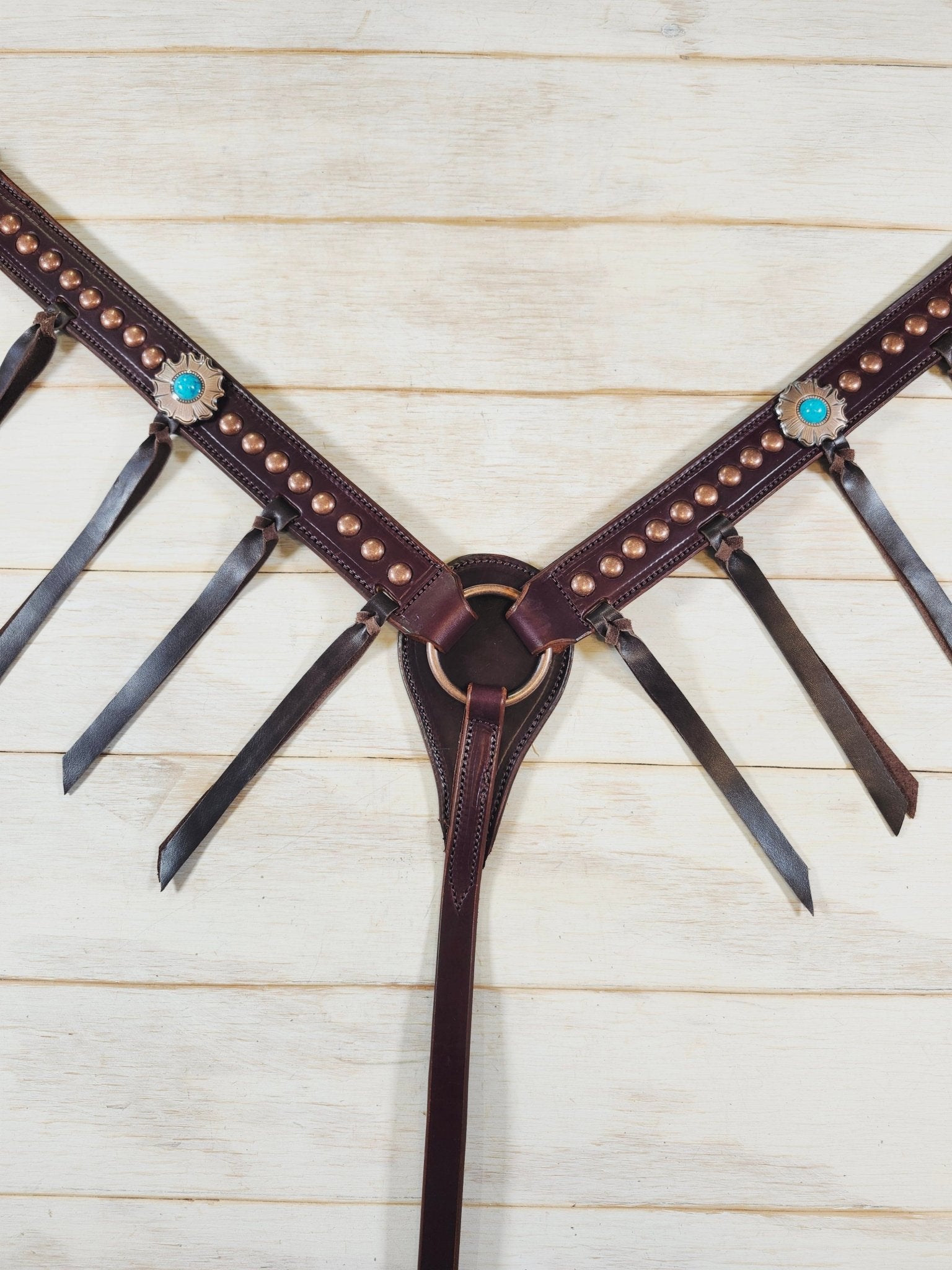 Breast Collar with conchos and spots and Tassels - Twisted Hyde Leather Co.