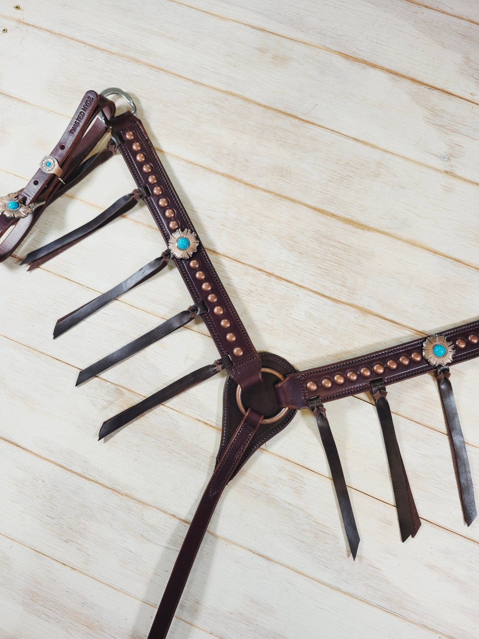 Breast Collar with conchos and spots and Tassels - Twisted Hyde Leather Co.