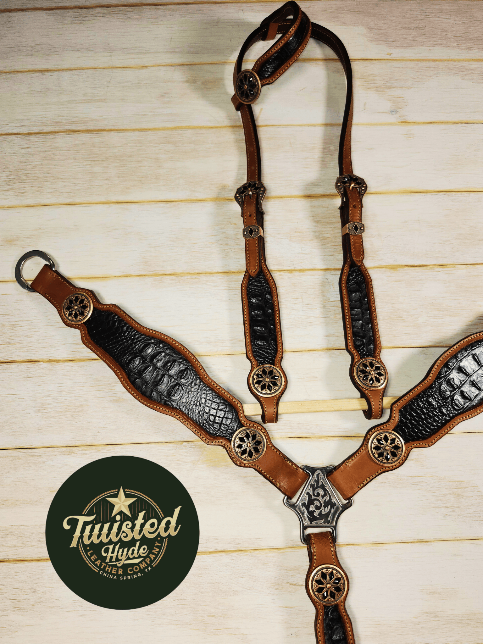 Crocodile Embossed Tack Set - Twisted Hyde Leather Co.