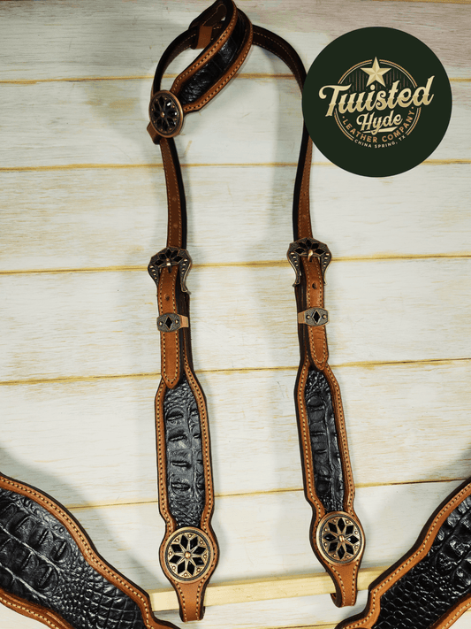 Crocodile Embossed Tack Set - Twisted Hyde Leather Co.