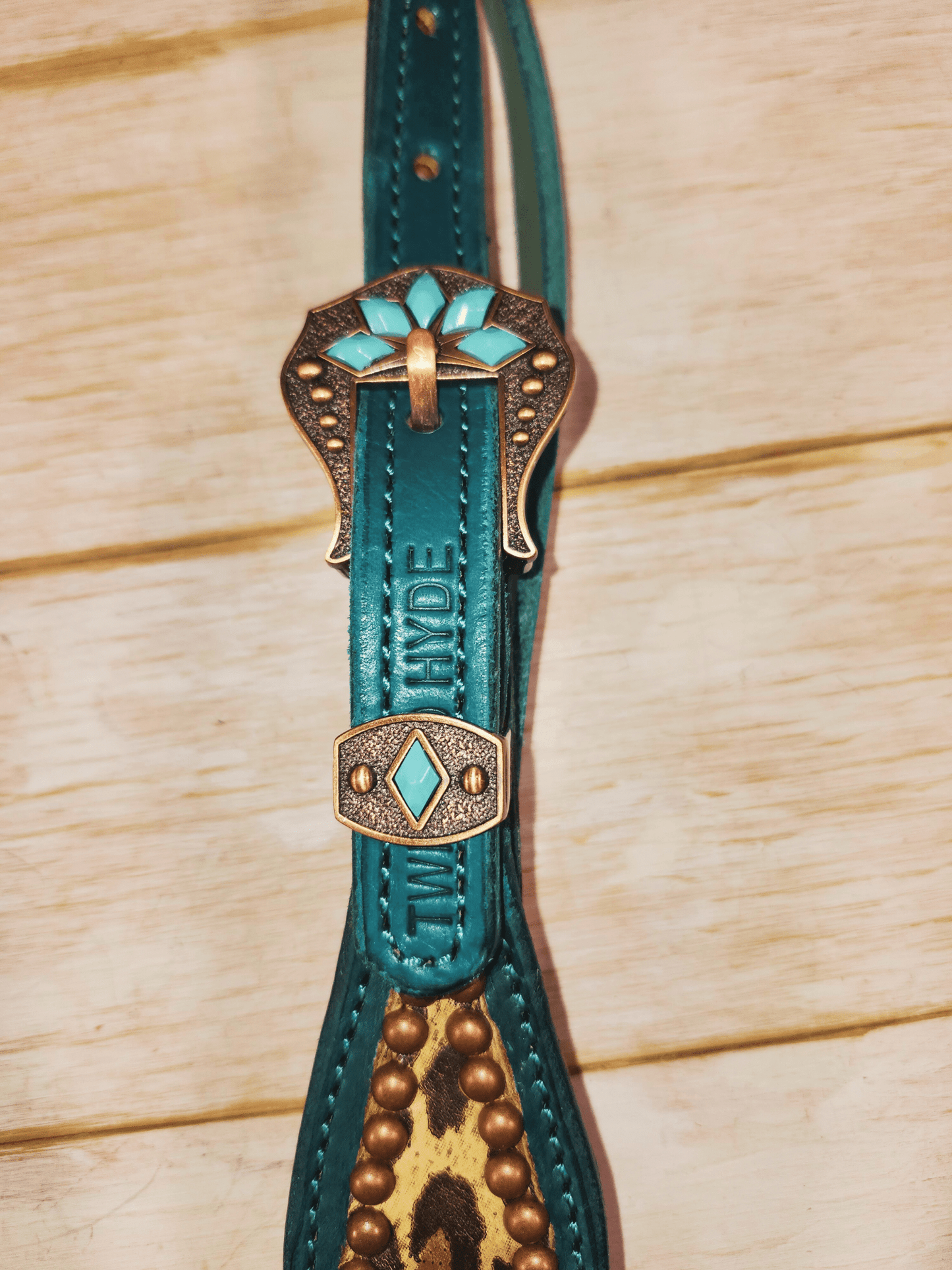 Leopard and Teal Tack Set - Twisted Hyde Leather Co.