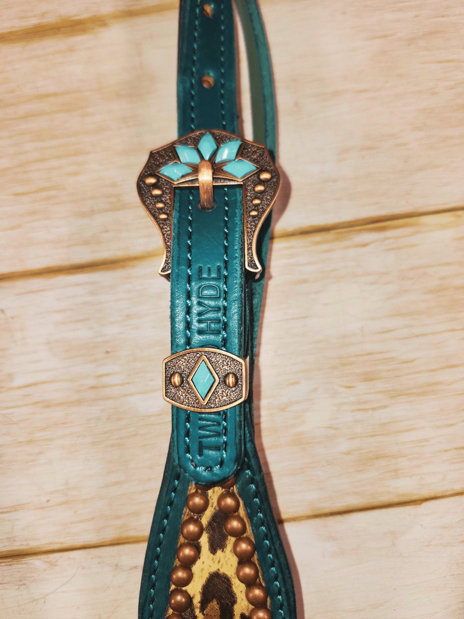 Leopard and Teal Tack Set - Twisted Hyde Leather Co.